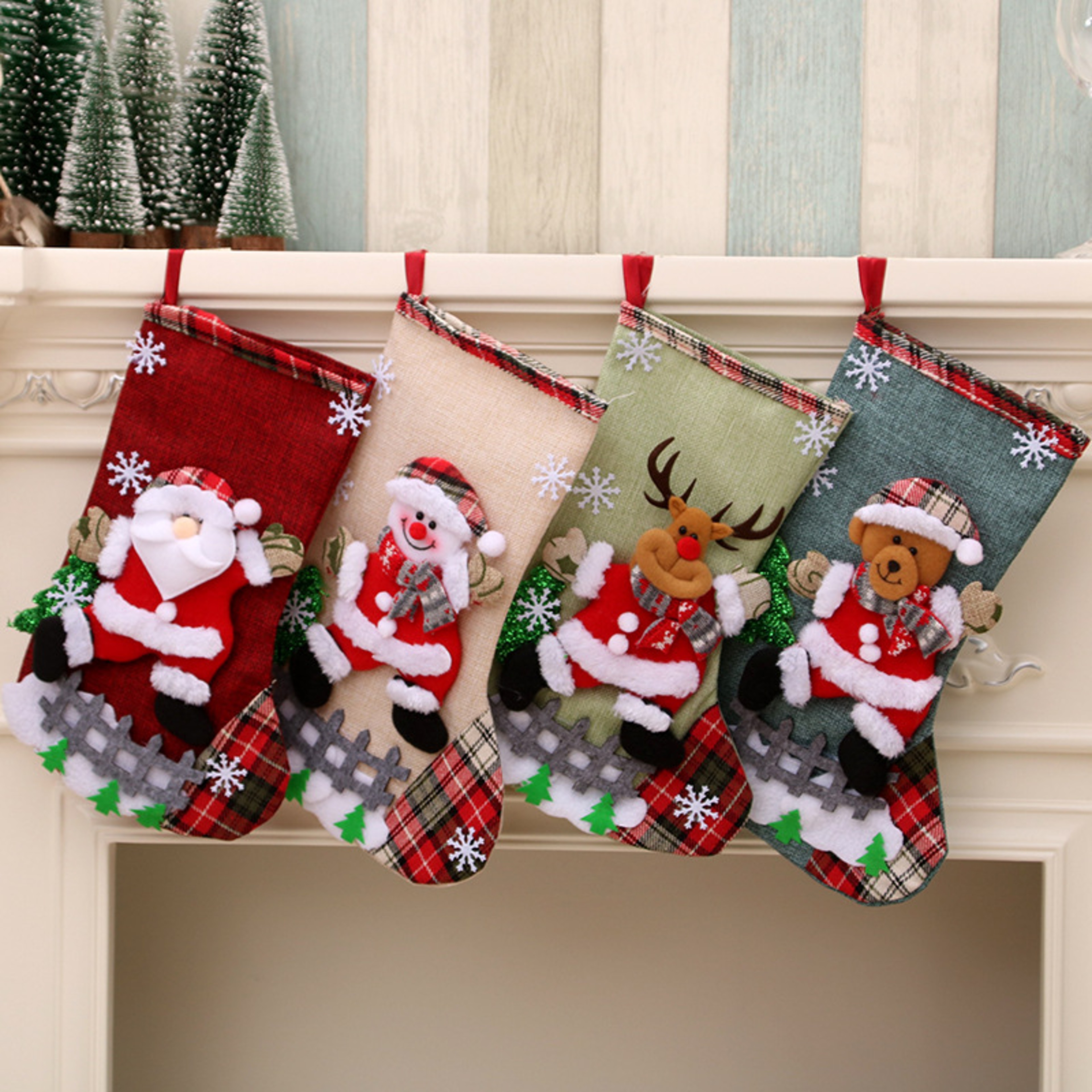 Children Christmas Socks Ornaments Pendant New Year Candy Bag Tree Jewelry Gift 0