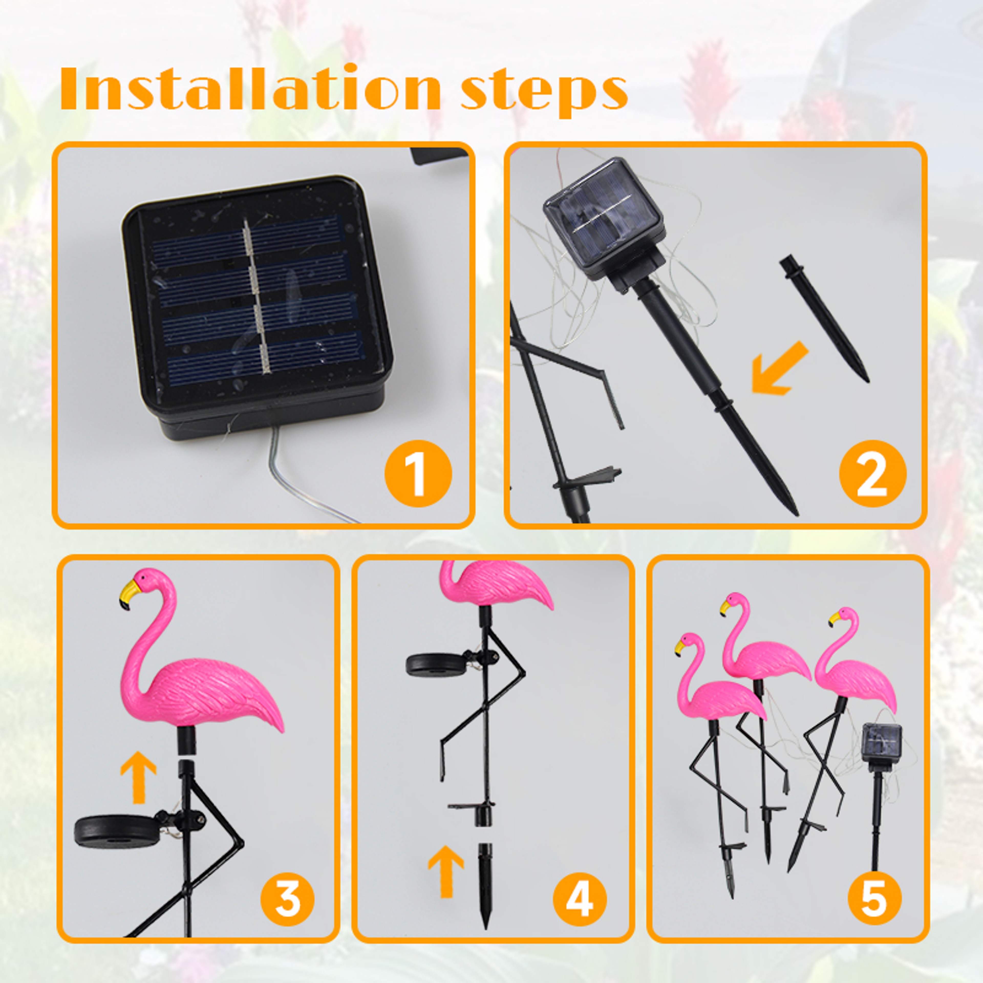 Solar Patio Ground Lantern Waterproof Stake Light Pathway Decor Solar Flamingo Light LED Outdoor 5