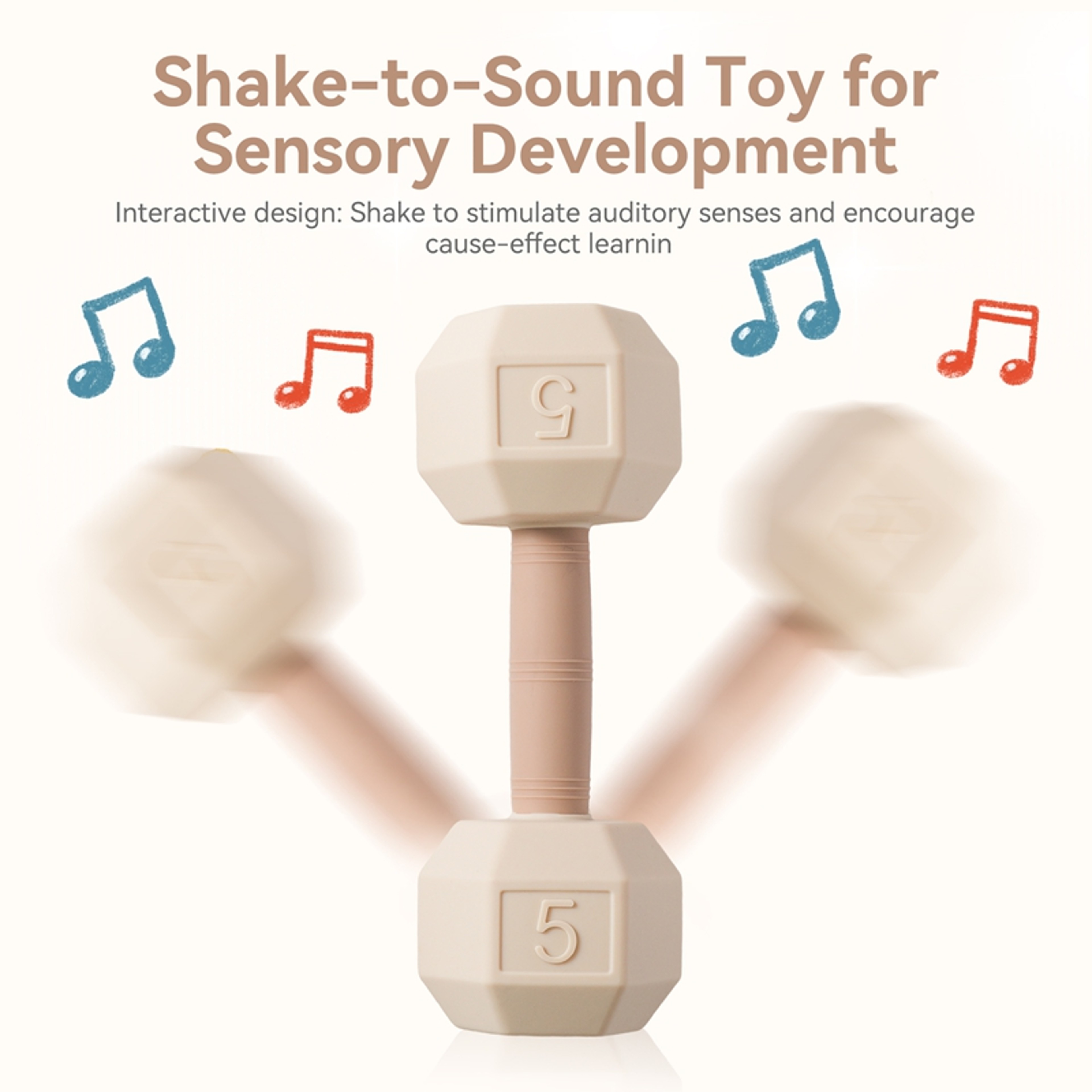 Dumbbell Rattle Toy Silicone Baby Teething Toy Cognitive Sensory Music Bell Crib Baby Gift 2