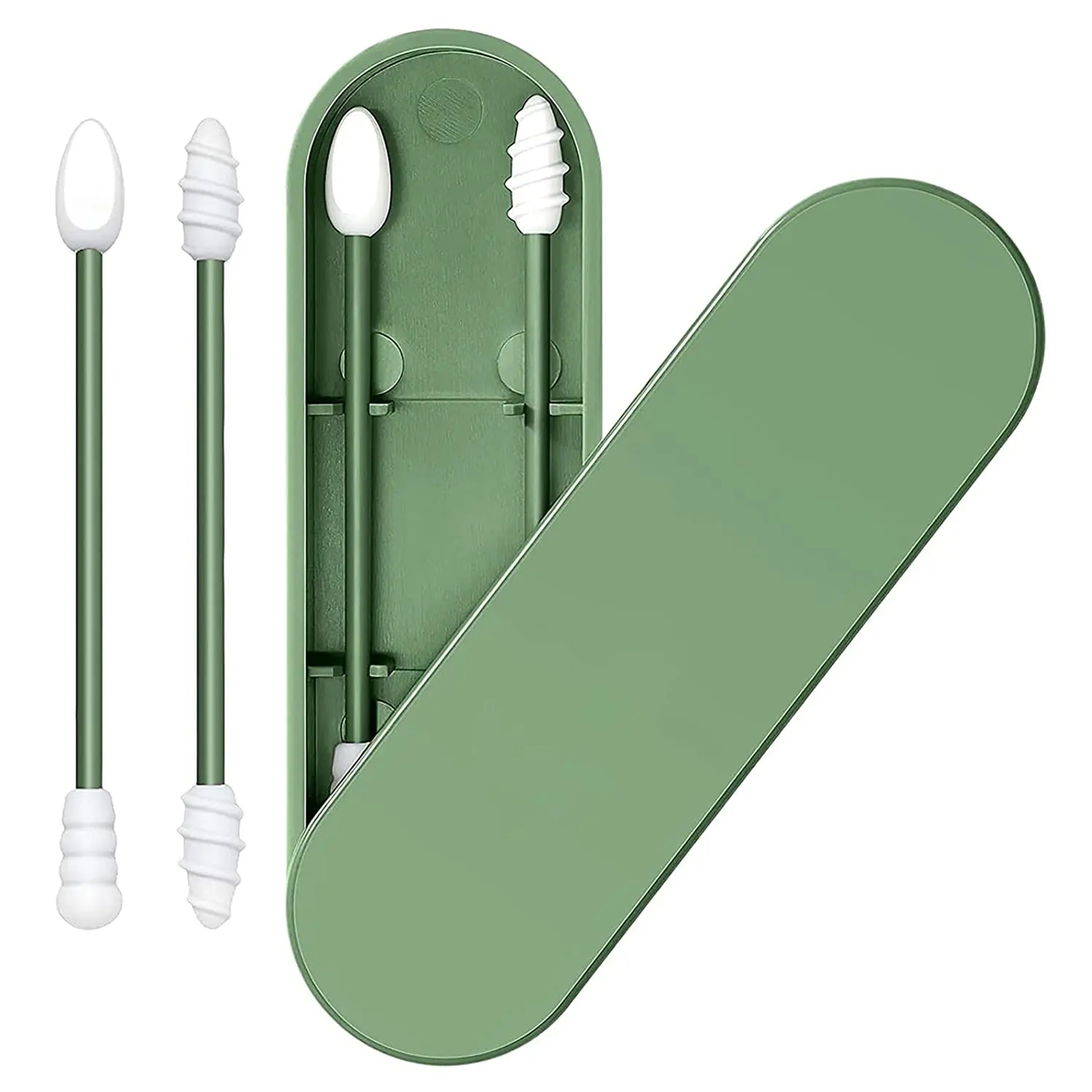 Ear Cleaning Silicone Buds Swabs, Reusable Silicone Ear Swabs with Case, Double-headed Makeup Cleaning Sticks – view 1