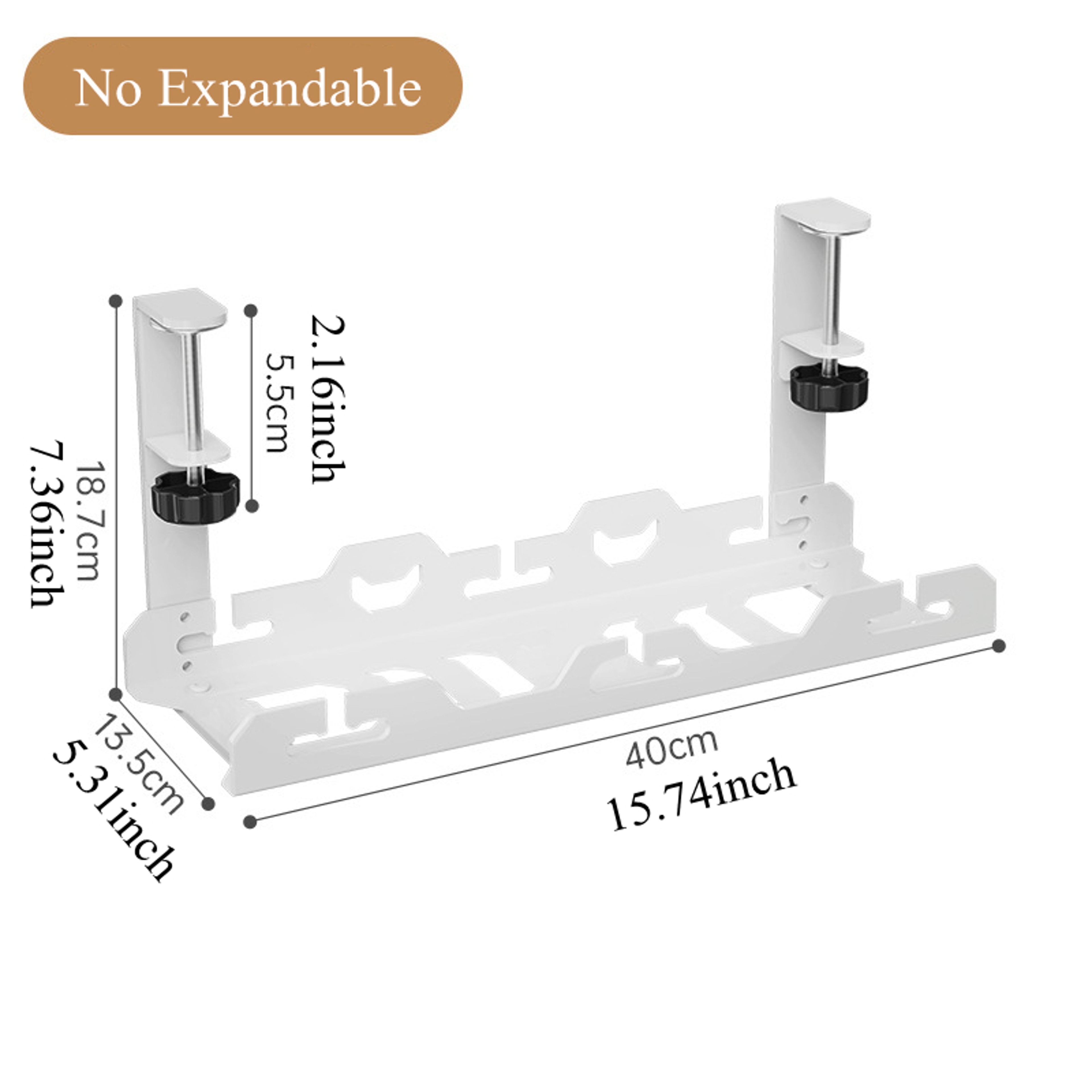 Metal Cable Management Tray, Telescopic Under Table Storage Rack, Wire Organizer for Home Office – view 9