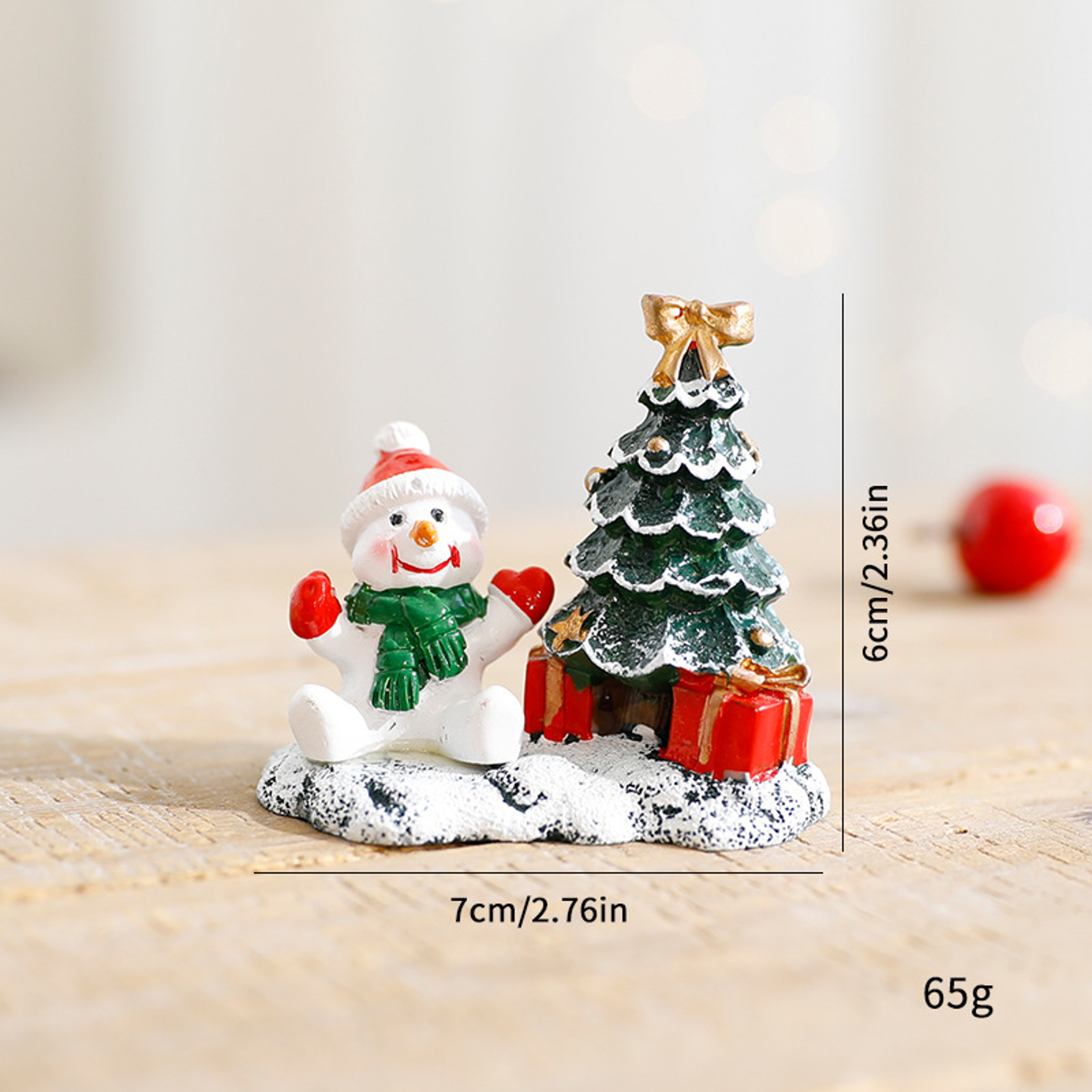 Winter Village Scene With Christmas Snowman Tree Elk Ornaments Small House Desktop Display 3
