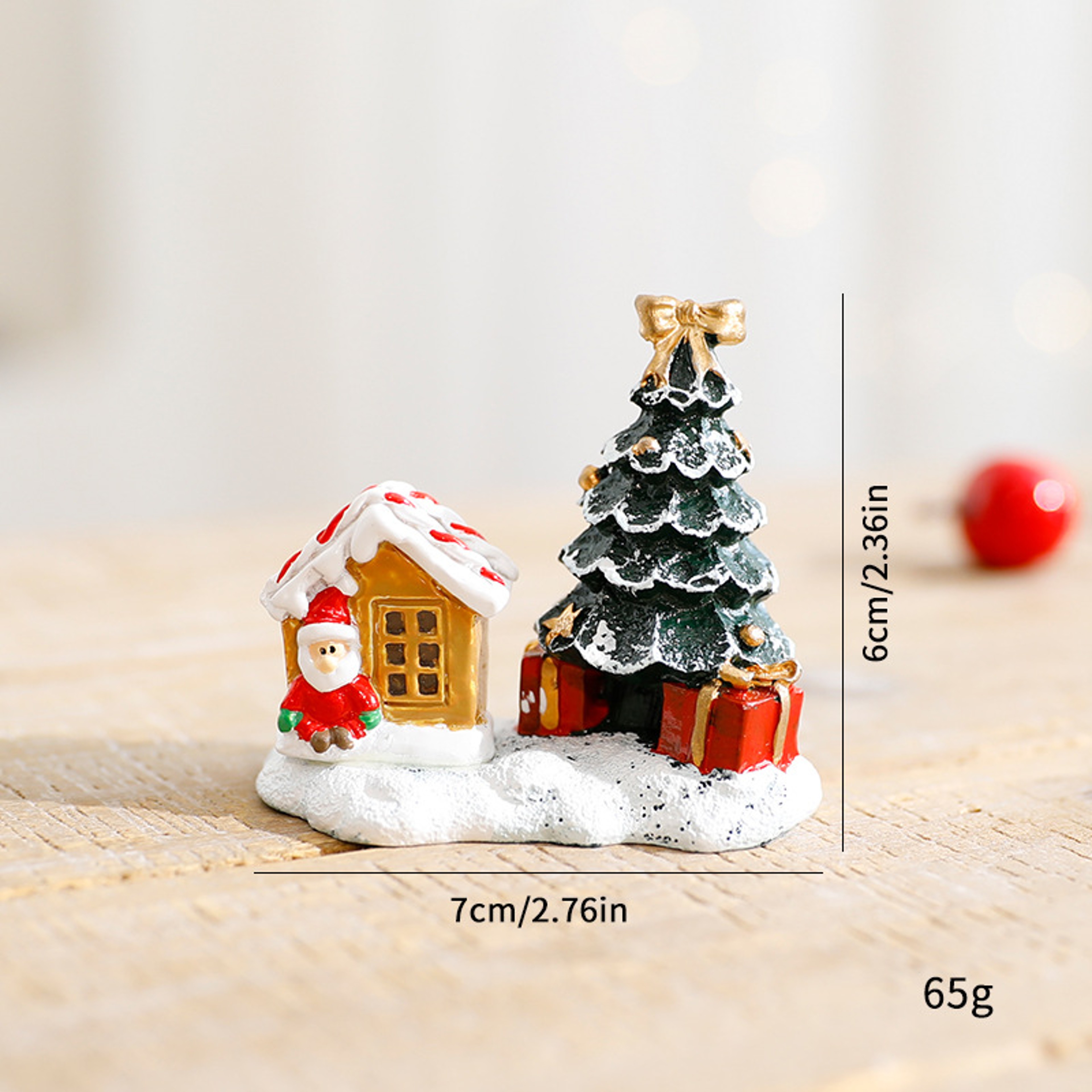Winter Village Scene With Christmas Snowman Tree Elk Ornaments Small House Desktop Display 7