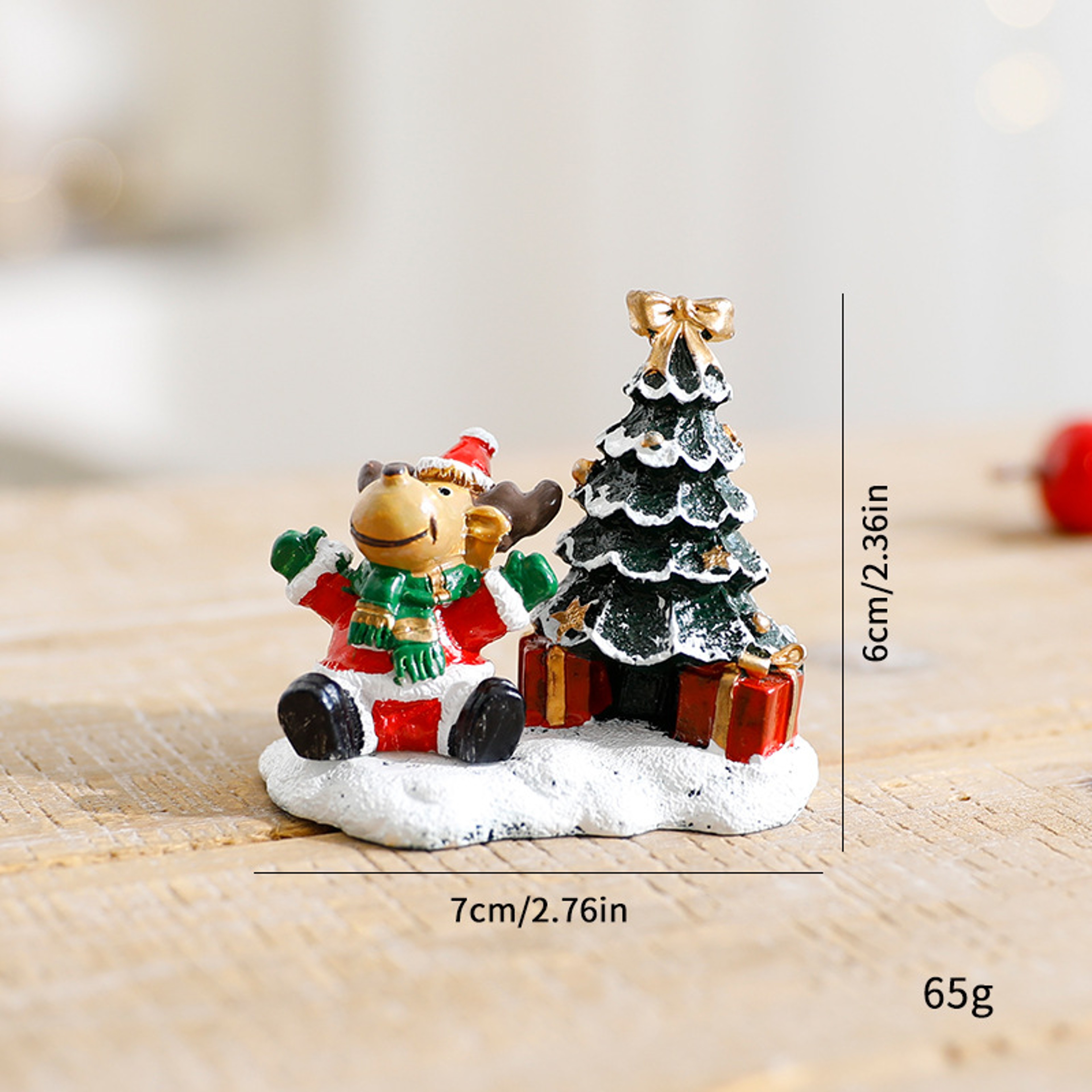 Winter Village Scene With Christmas Snowman Tree Elk Ornaments Small House Desktop Display 6