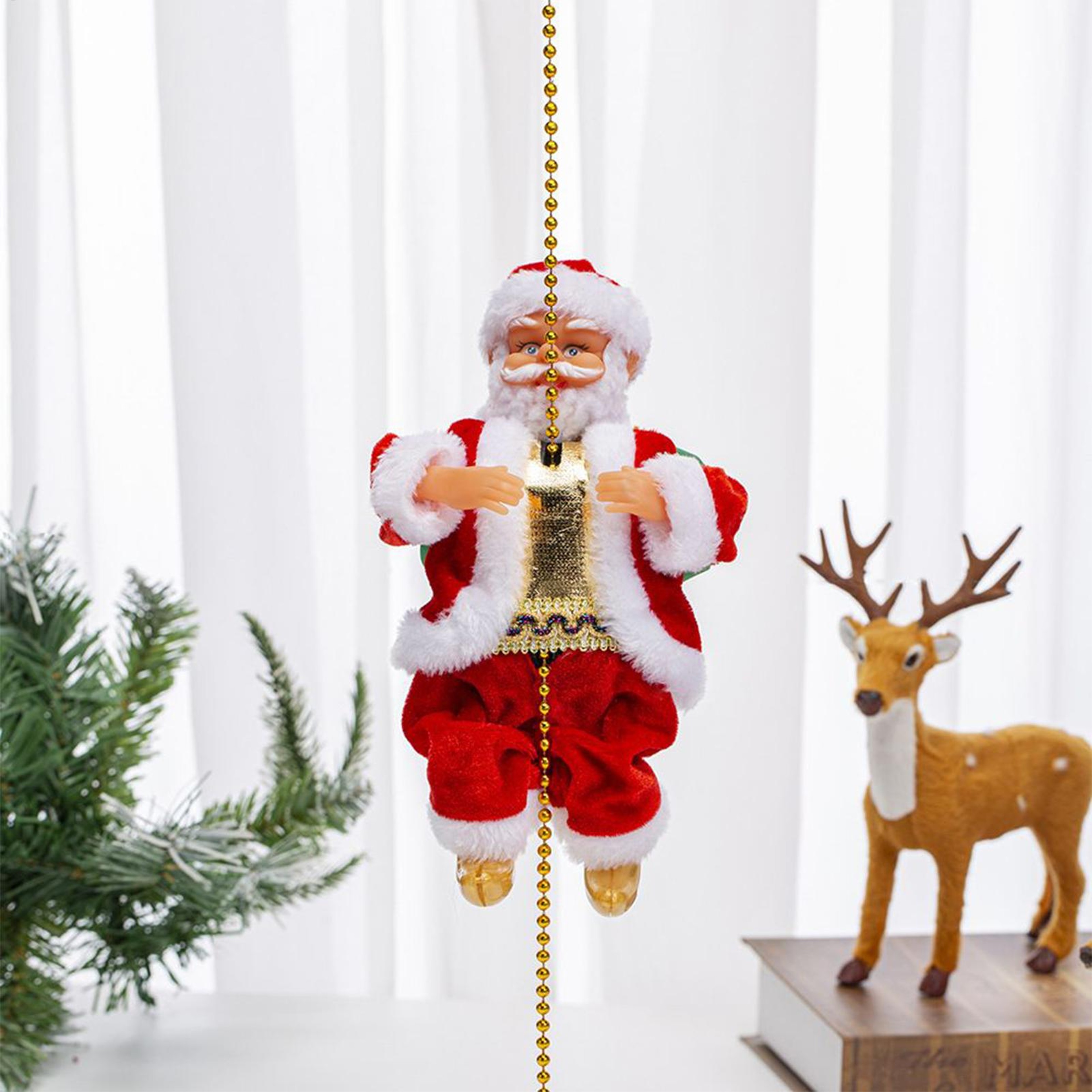 Electric Christmas Decor Santa Claus Climbing Rope Musical Decoration For Home Office And Party 2