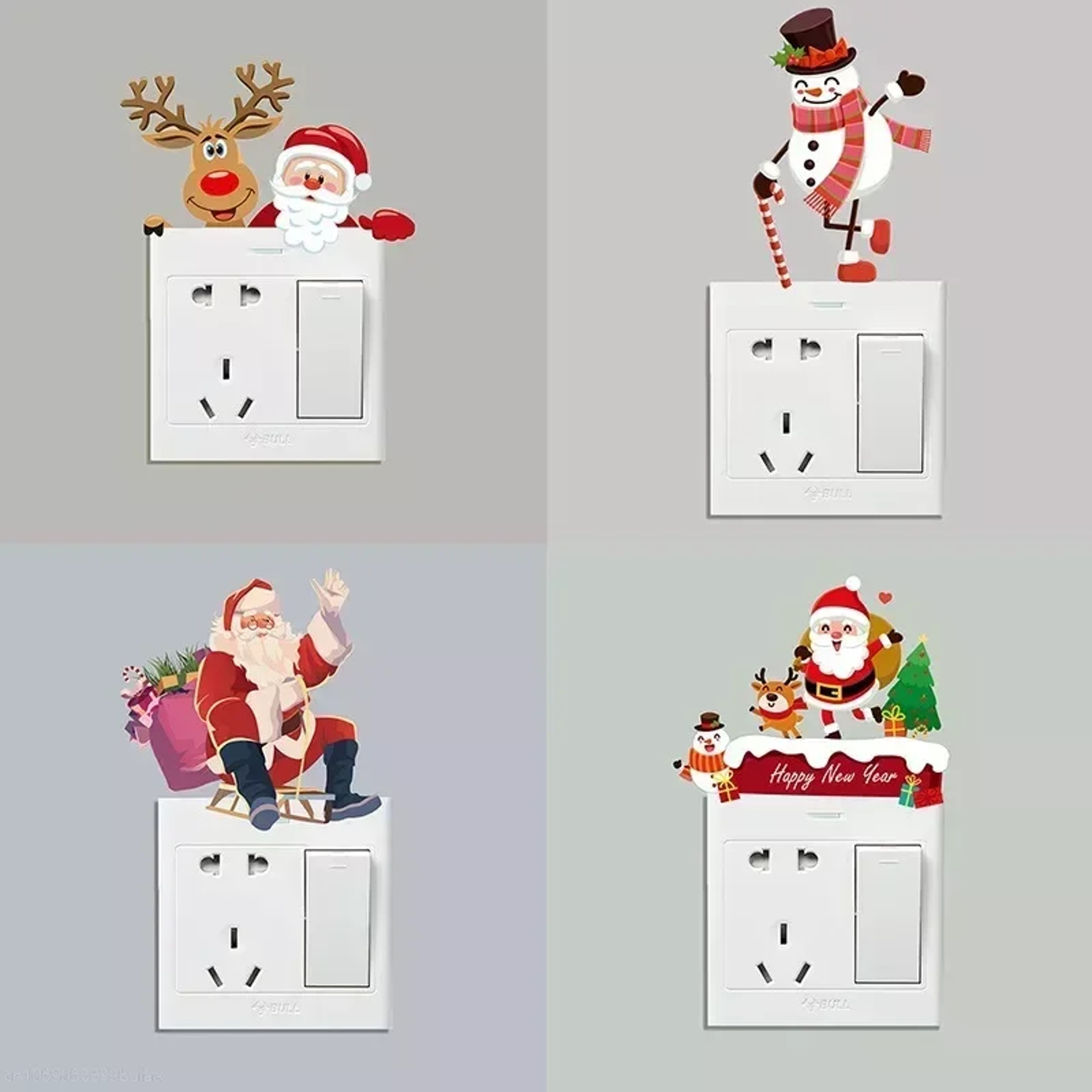 Decorative Removable Wall Stickers Xmas Wall Switch Stickers New Year Christmas Decoration 0