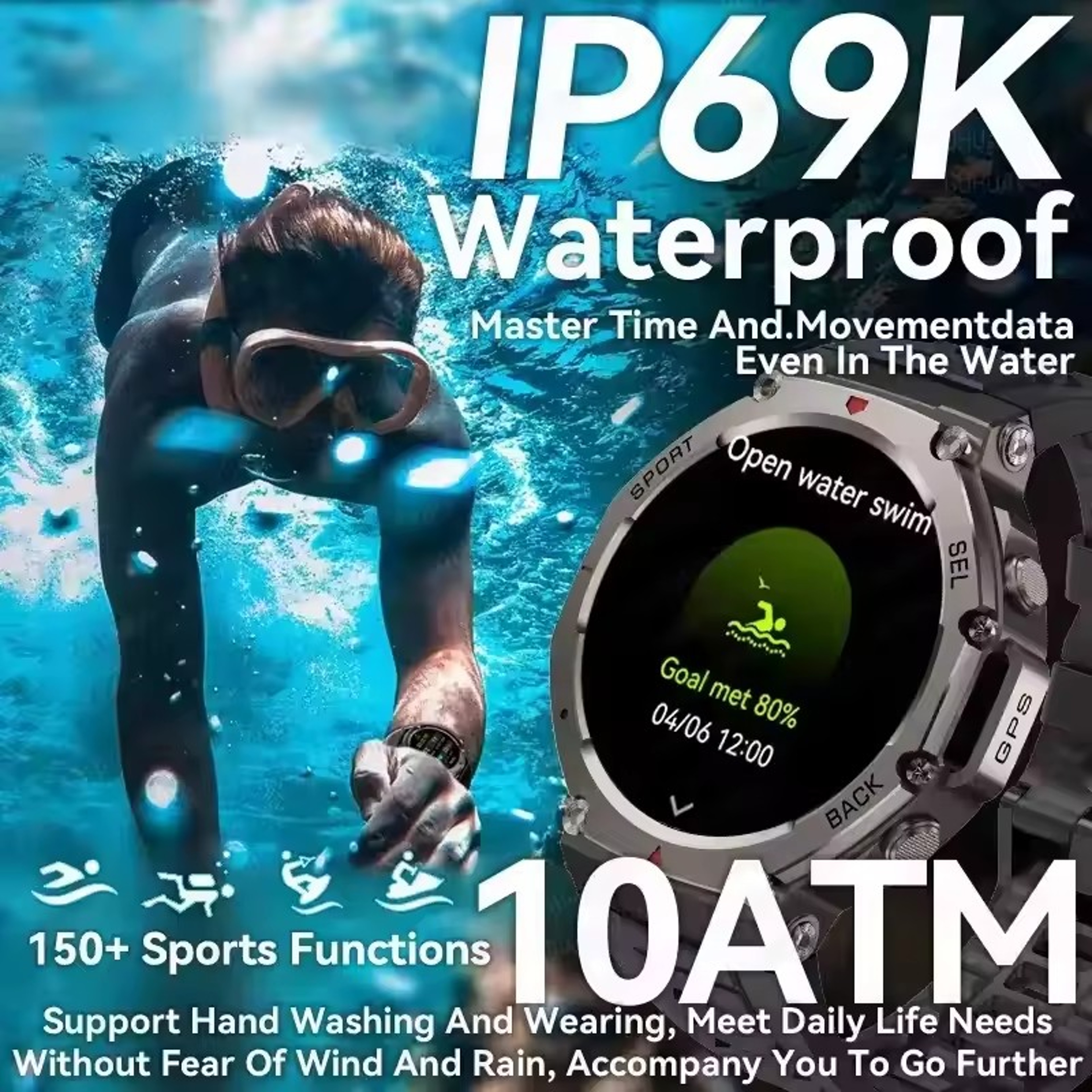 2025 Military Smartwatch For Men  Bluetooth Calling GPS Compass  10ATM Waterproof 1