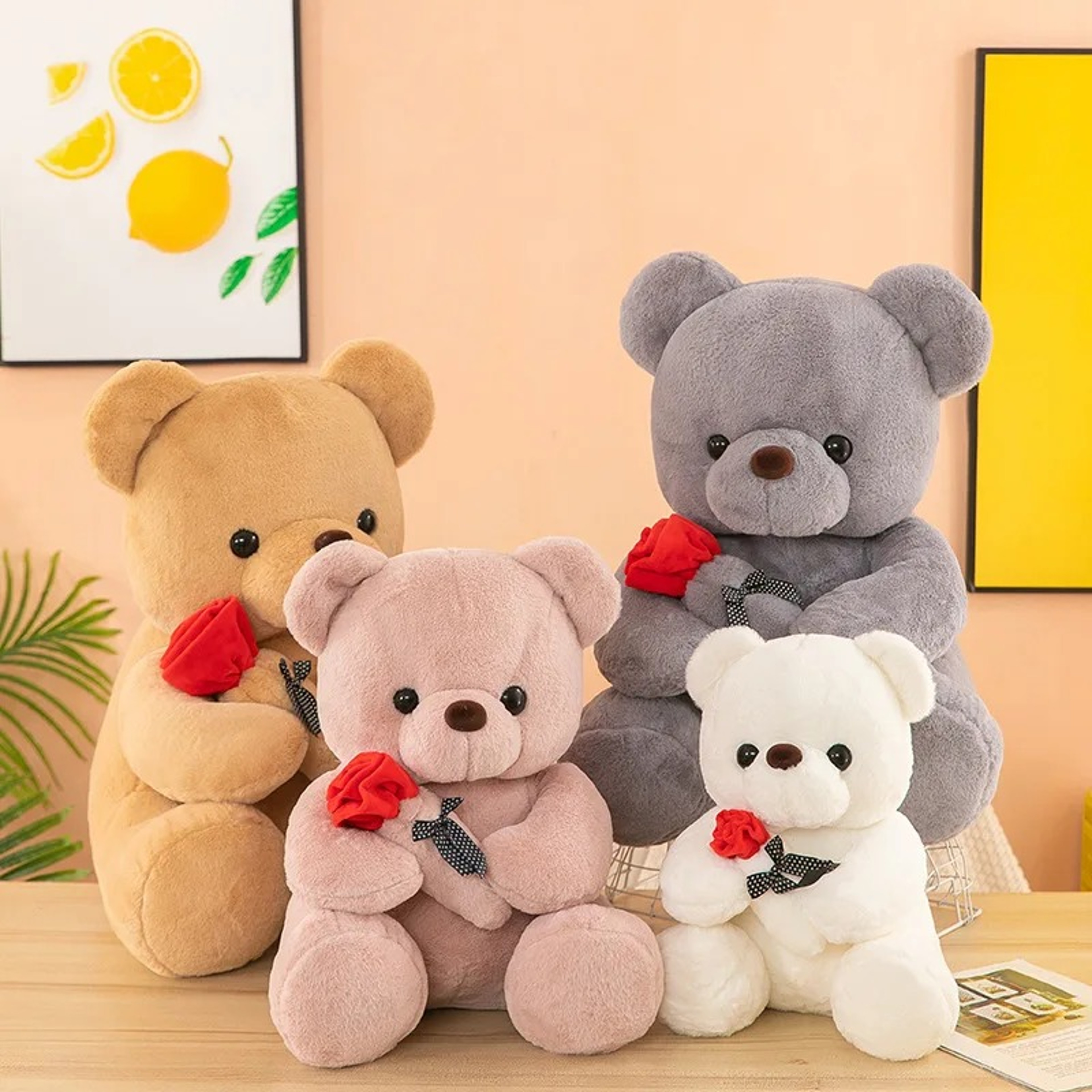 Romantic Teddy Bear With Roses Plush Gift For Her Valentine Anniversary Surprise 2