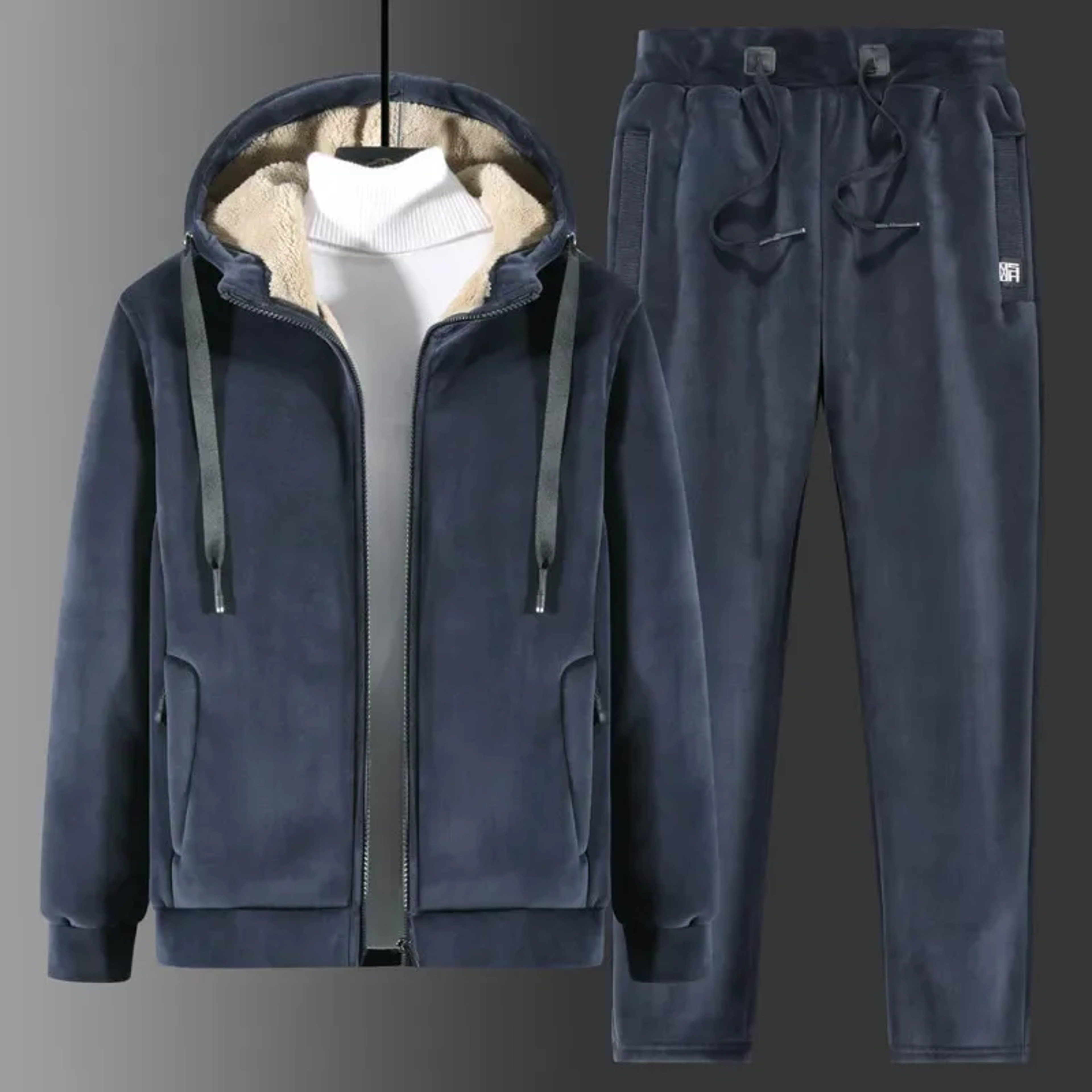 Men Cashmere Tracksuit Set  Luxury Warm Hoodie  Jogger Combo 0