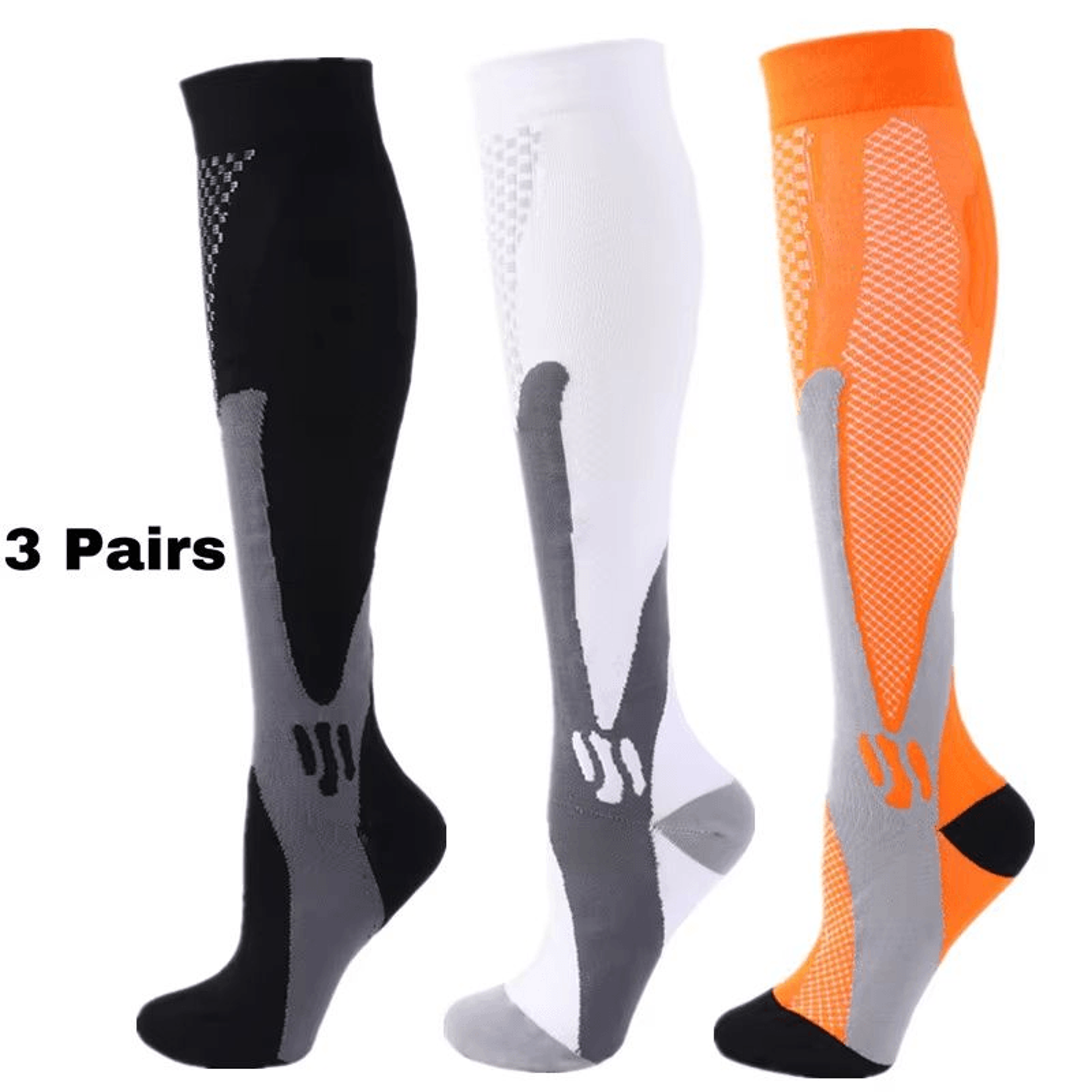 Graduated Compression Socks 30 MmHg  3 Pack For Varicose Veins Sports  Travel Comfort 17