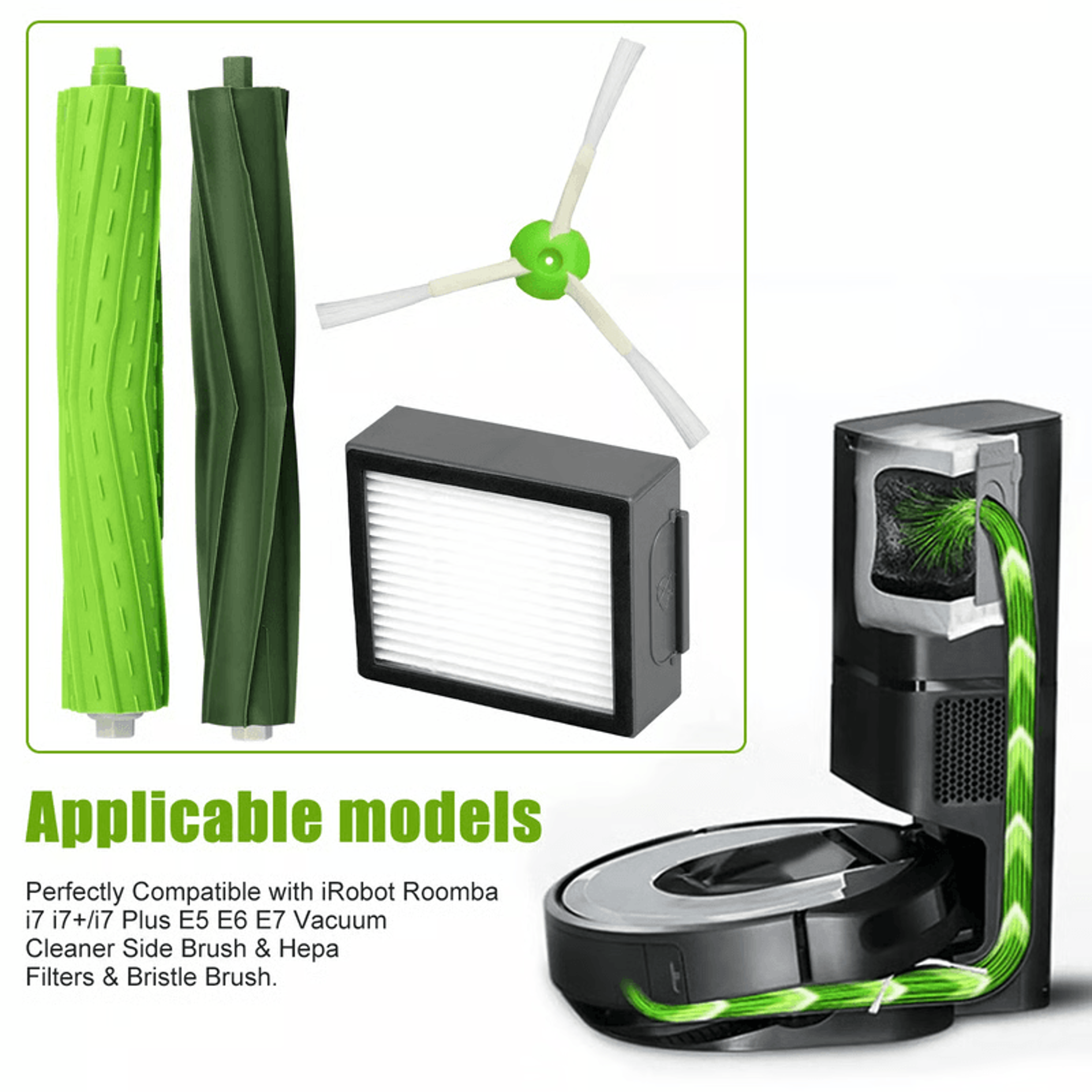 Roomba HEPA Filter And Side Brush Replacement Kit For IRobot Vacuums 3