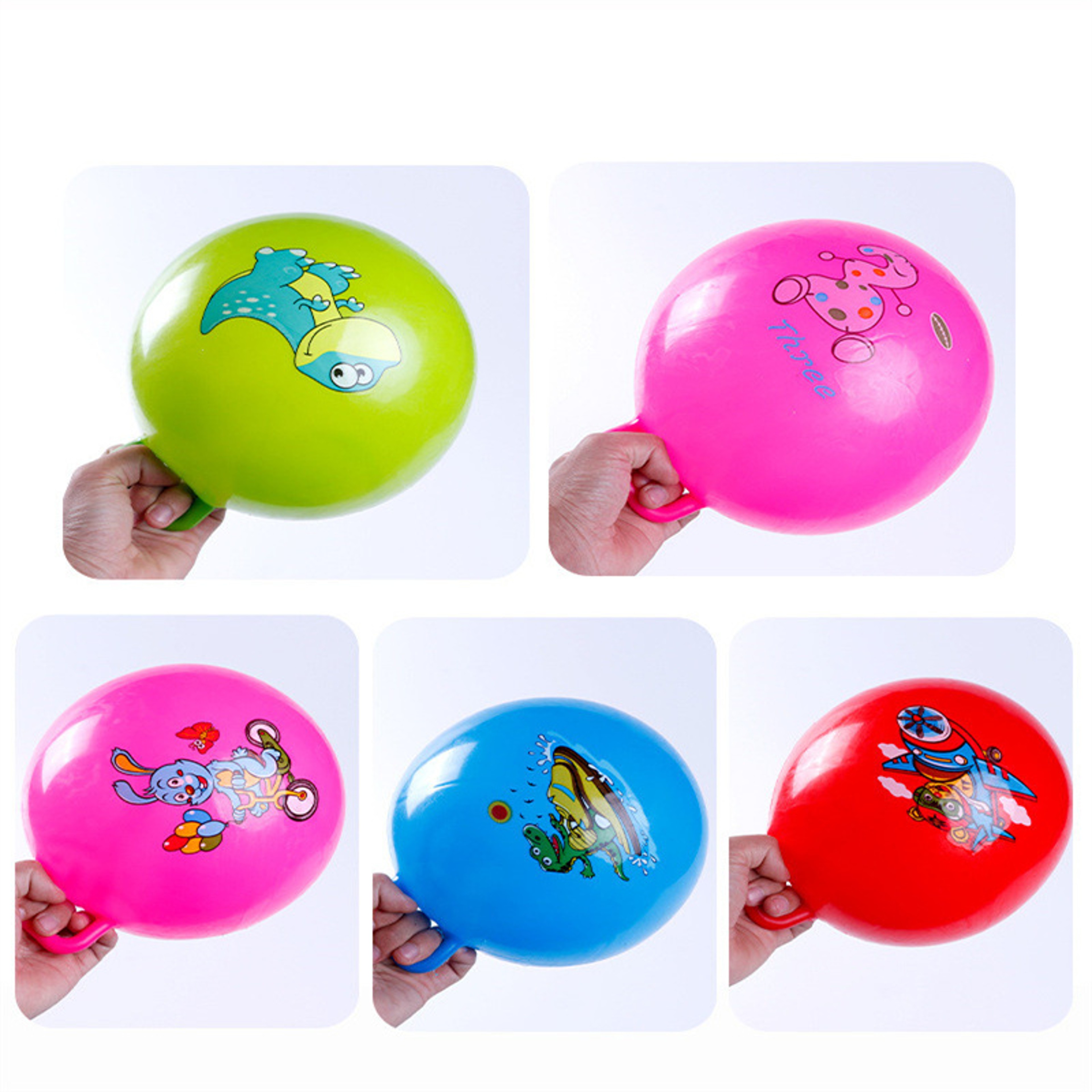 Kids Cartoon Jump Ball Set With Handle Bouncing Ball Toy For Outdoor Play  Coordination Training 1