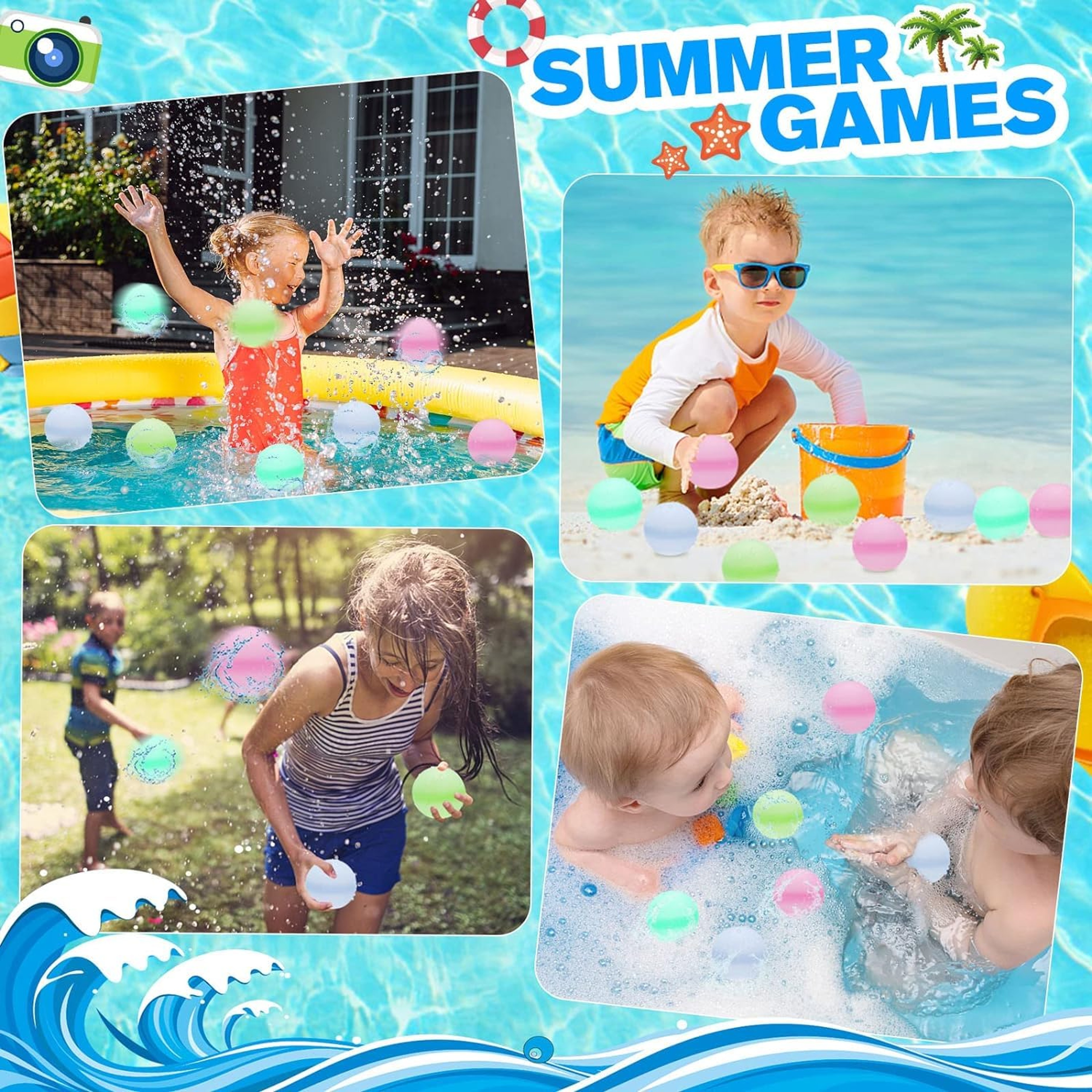 Reusable Silicone Water Balloons Quick Fill Splash Balls For Kids Summer Pool Games 5