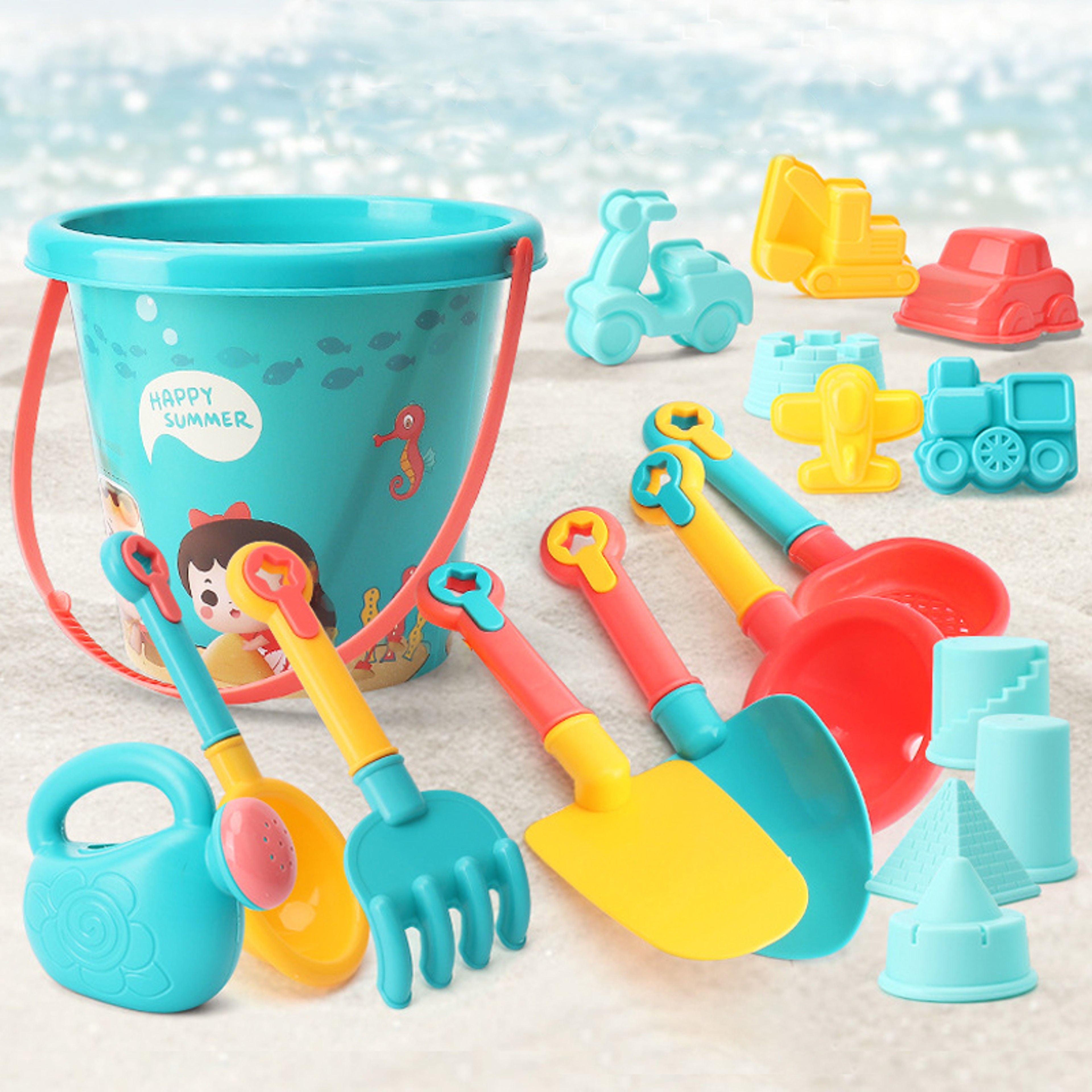 Kids Beach Sand Play Set Sand Toys For Kids Bucket  Shovel Kit For Beach Toys Set 0