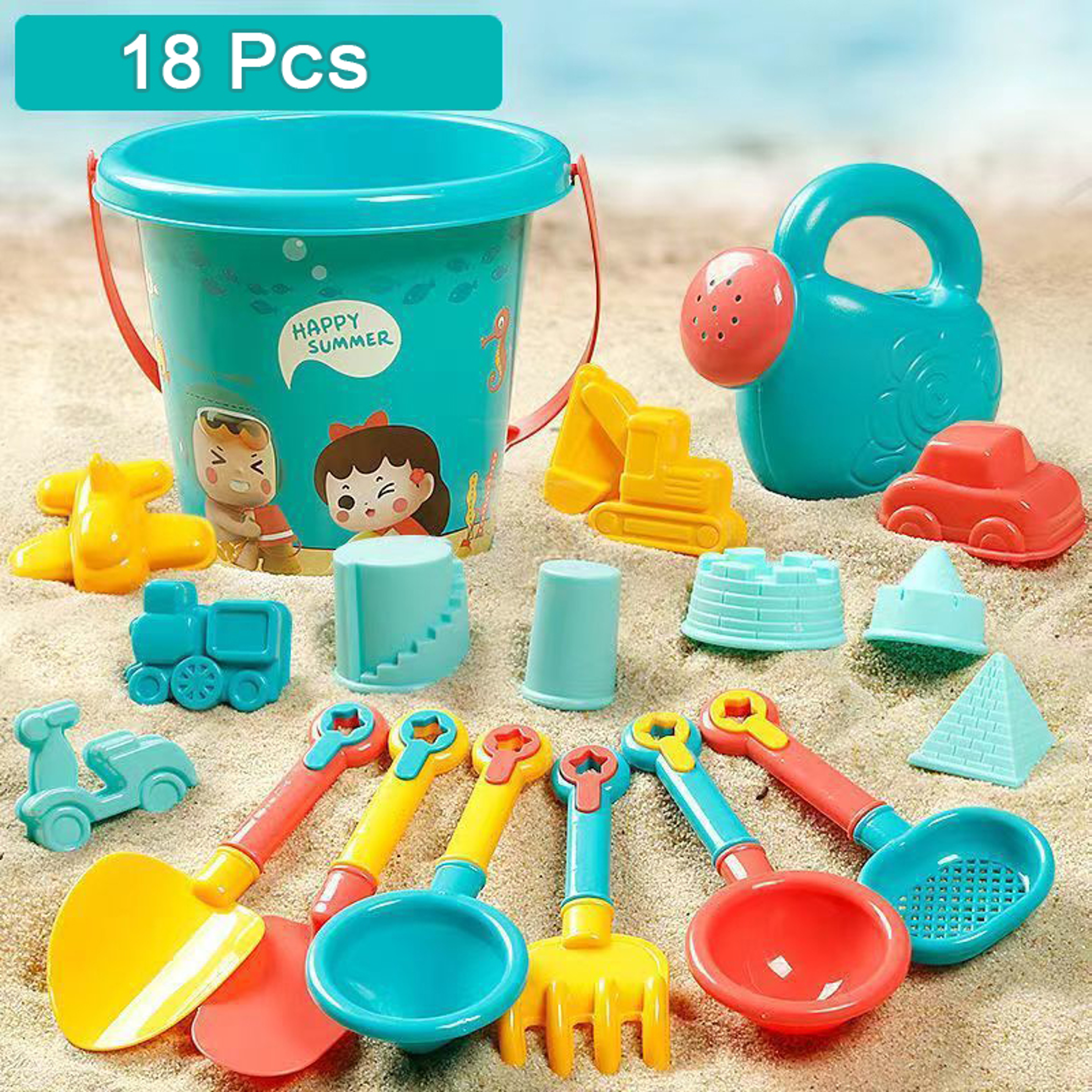 Kids Beach Sand Play Set Sand Toys For Kids Bucket  Shovel Kit For Beach Toys Set 4