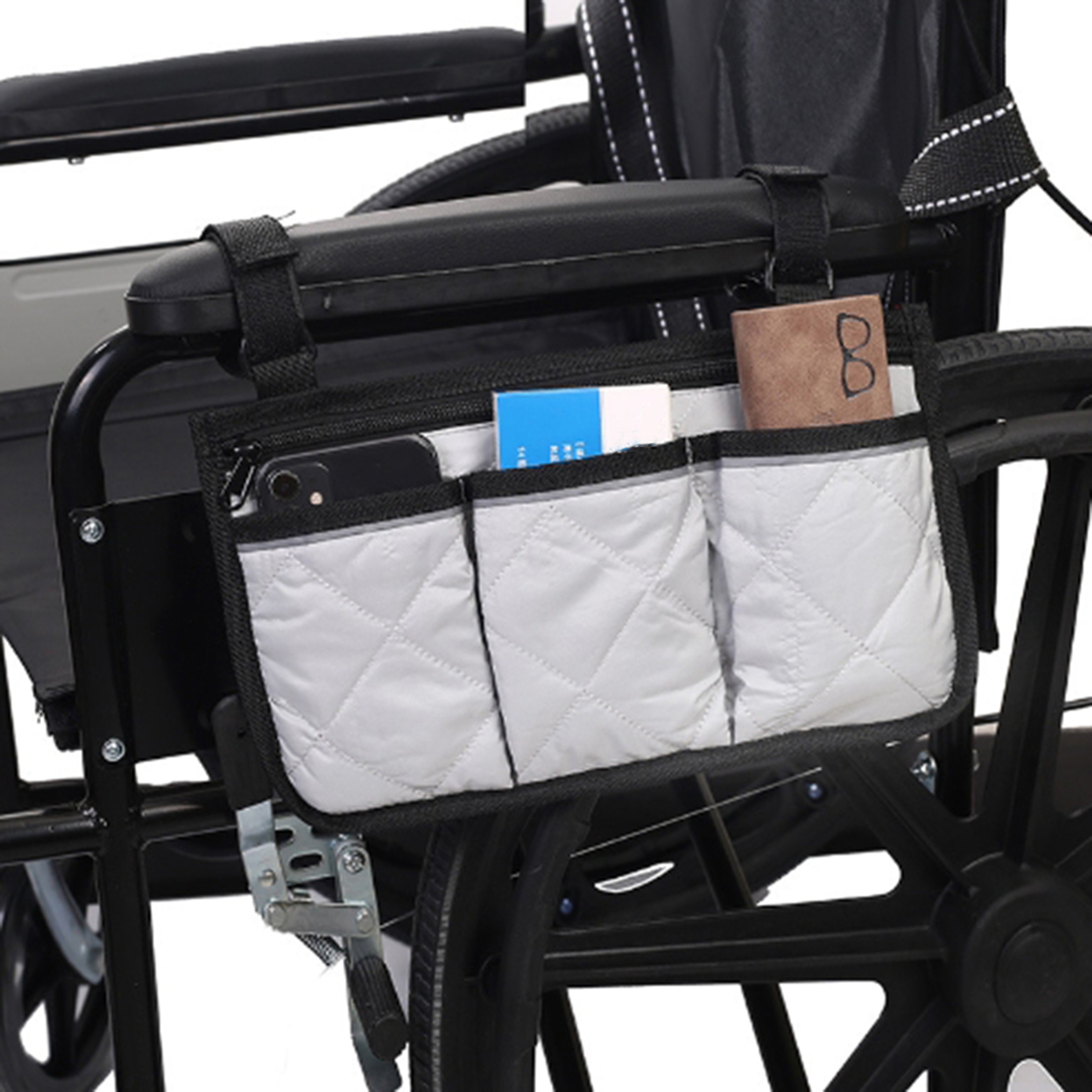 ComfortRide Wheelchair Side Bag Armrest Organizer with Reflective Strip – view 6