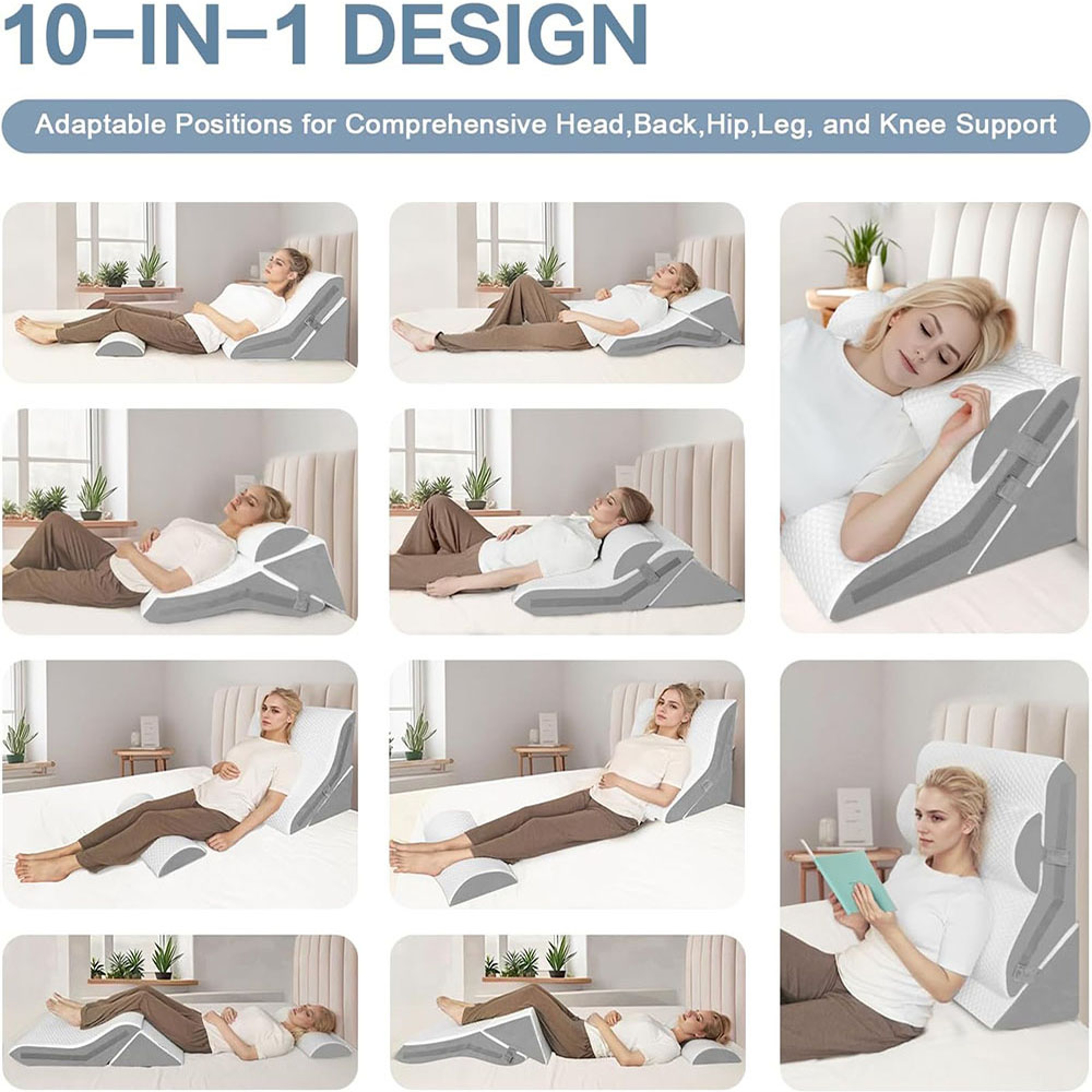 Adjustable 3-Piece Wedge Pillow Set for Acid Reflux, Snoring & Post-Surgery Sleep Support – view 6
