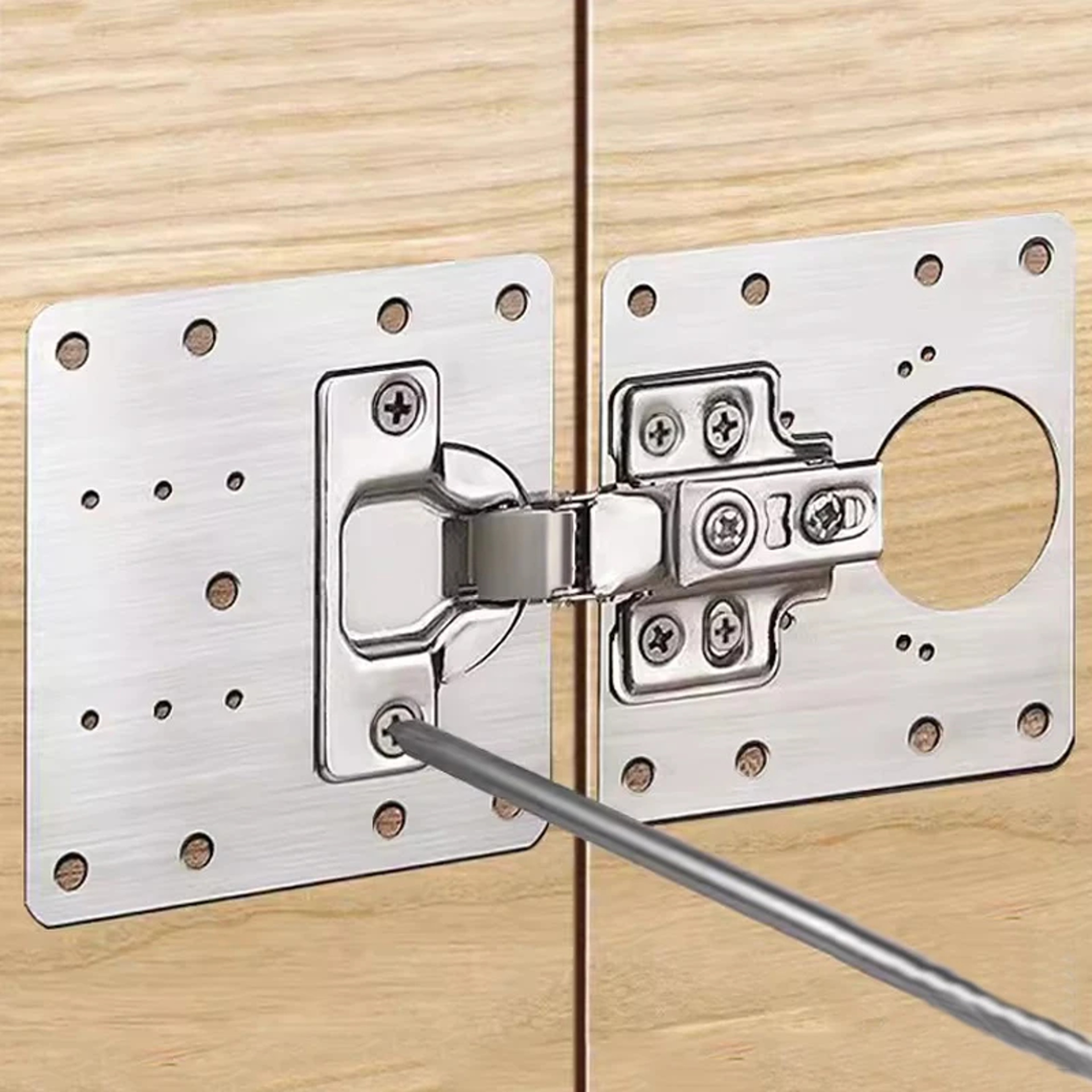 Cupboard Door Hinge Repair Plate Kit Heavy Duty Fixing Support Brackets 2
