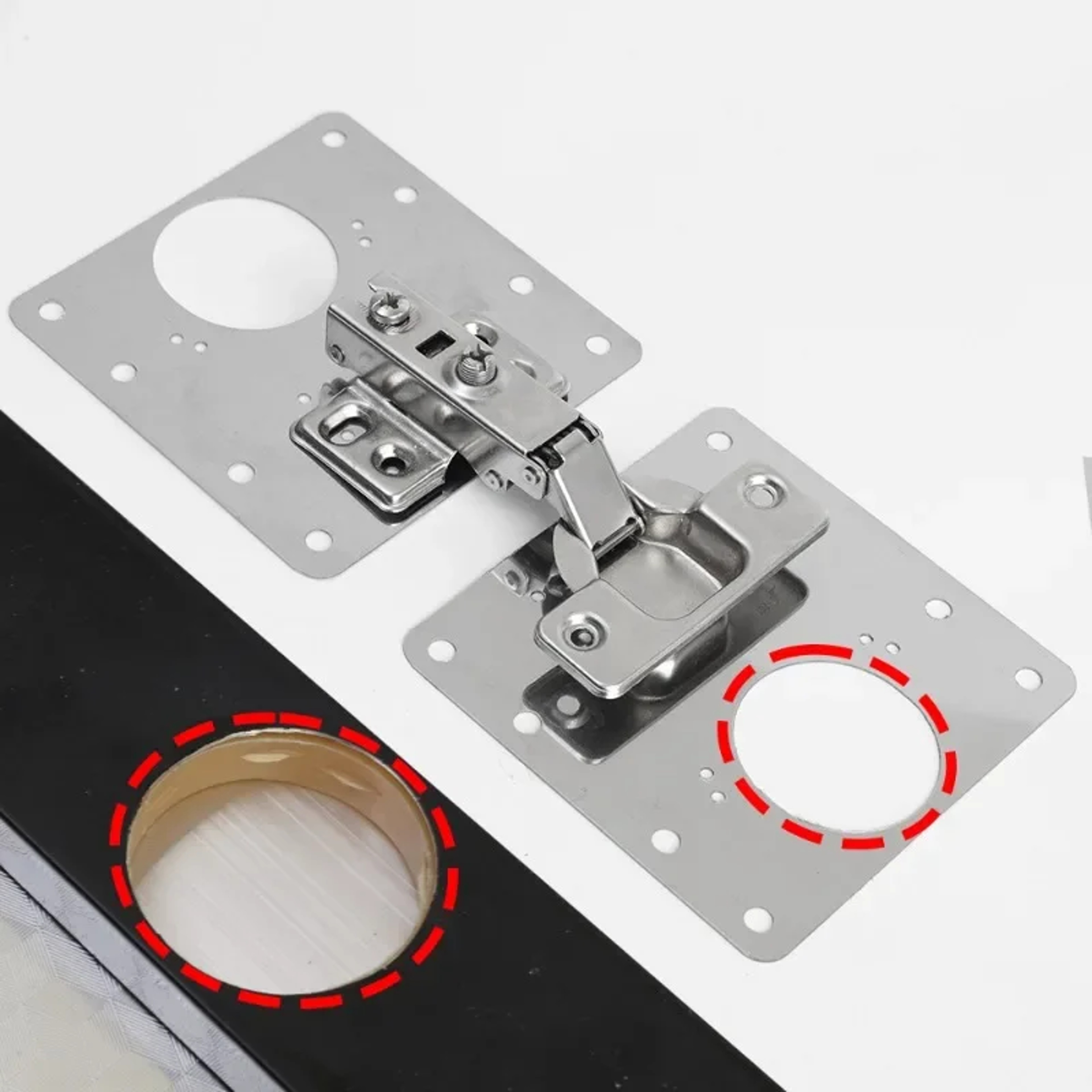 Cupboard Door Hinge Repair Plate Kit Heavy Duty Fixing Support Brackets 4