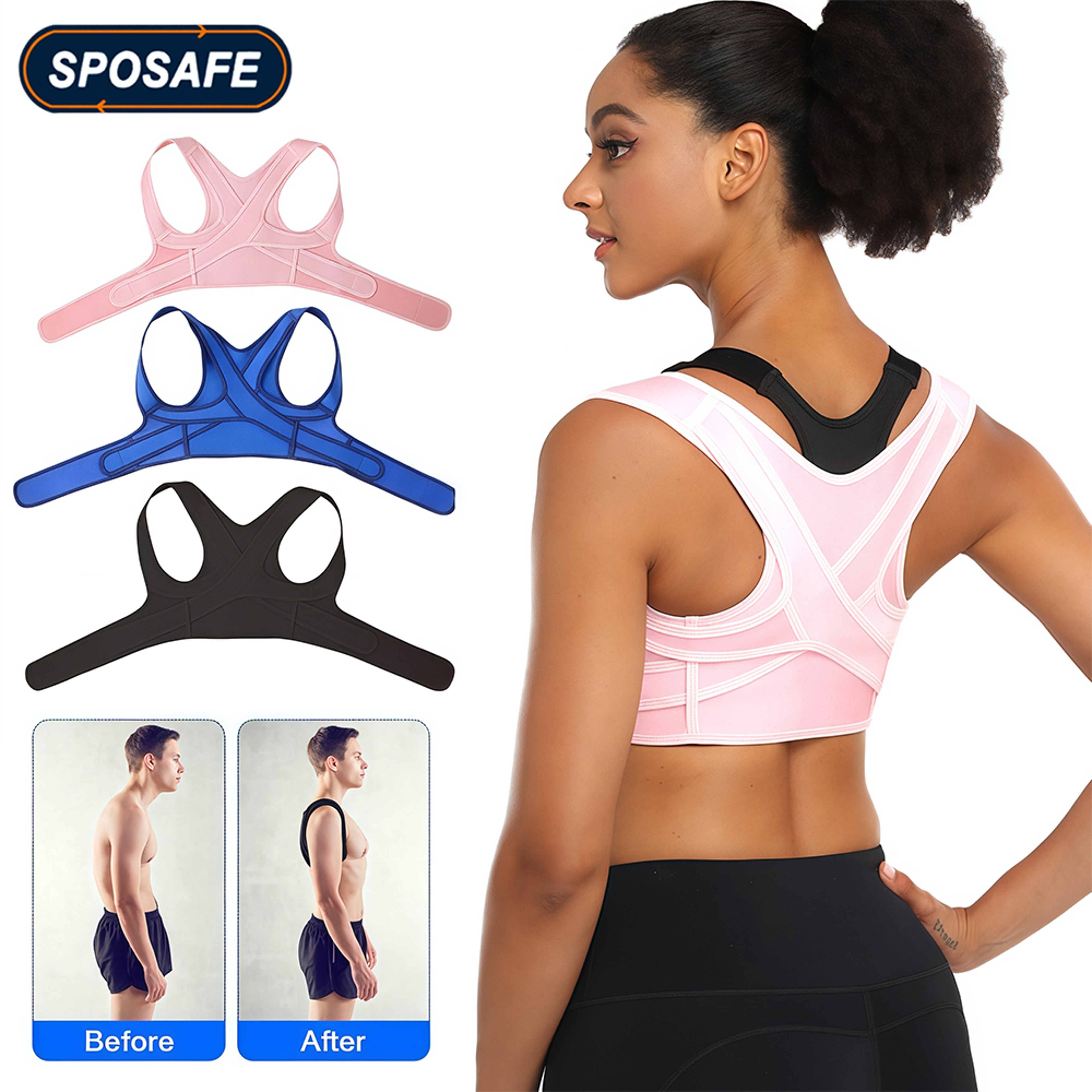 Breathable Posture Corrector Back Brace for Adjustable Upper Back Support – view 1
