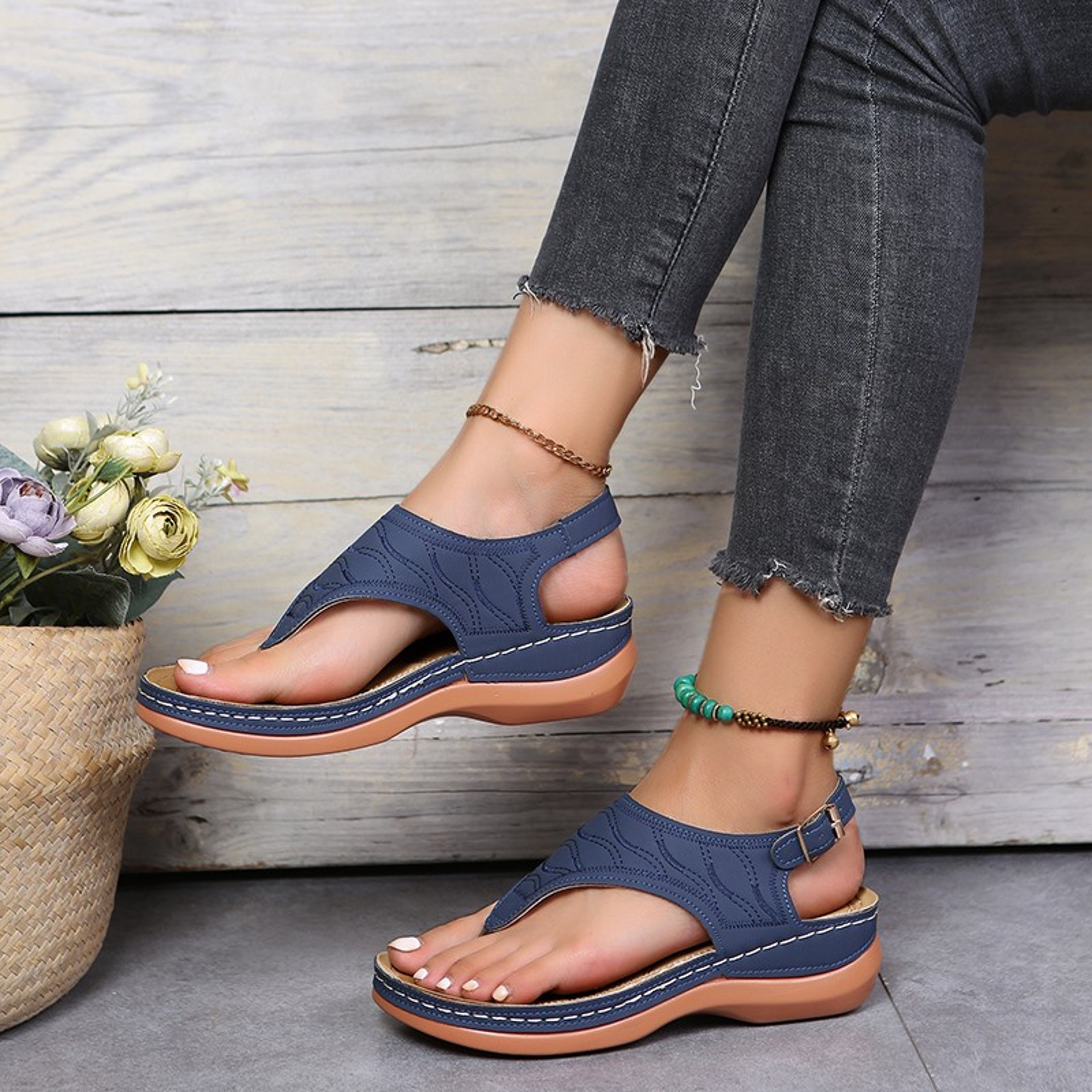 Casual Women Orthopedic Sandals Flat Slides With Arch Support And Bunion Relief 0