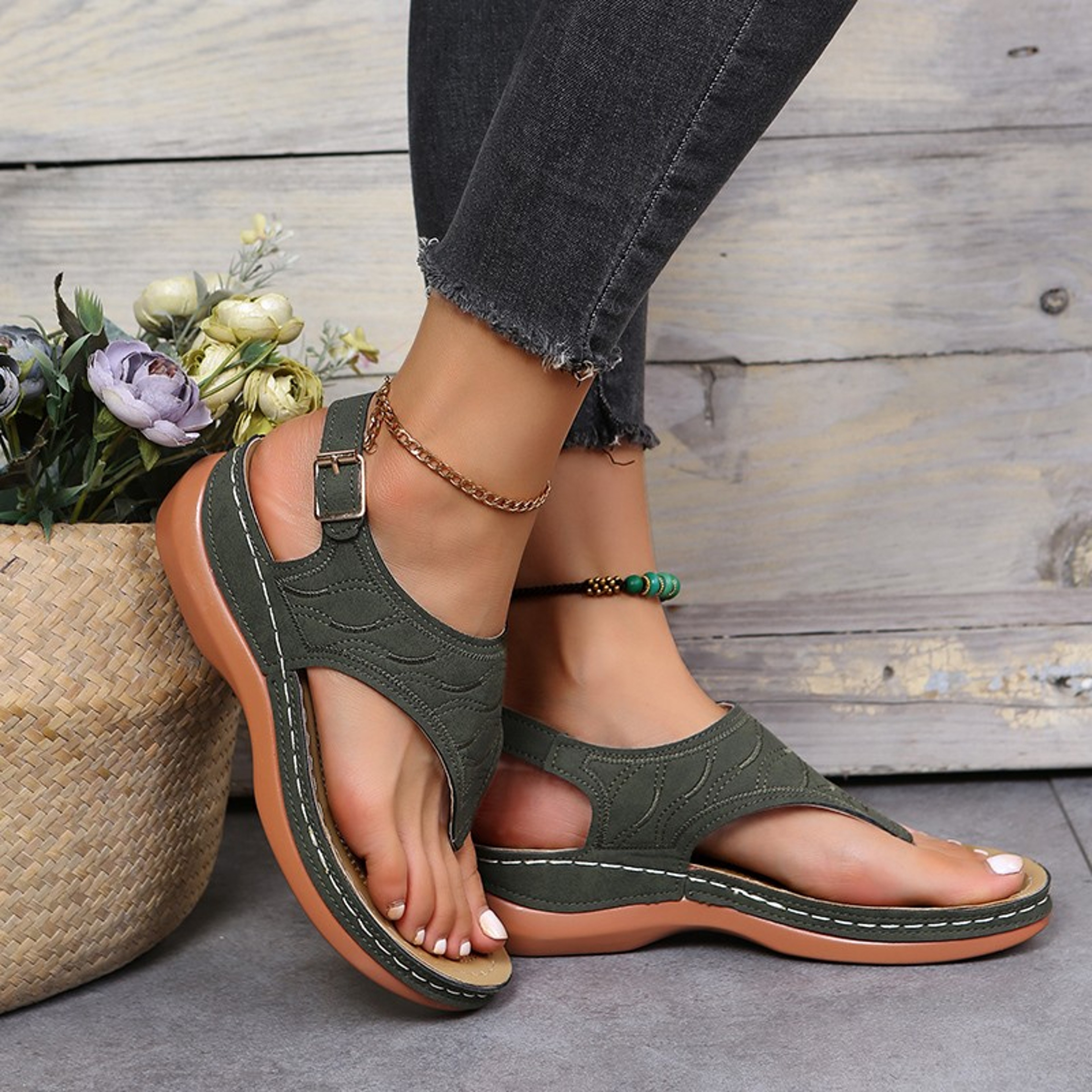 Casual Women Orthopedic Sandals Flat Slides With Arch Support And Bunion Relief 1