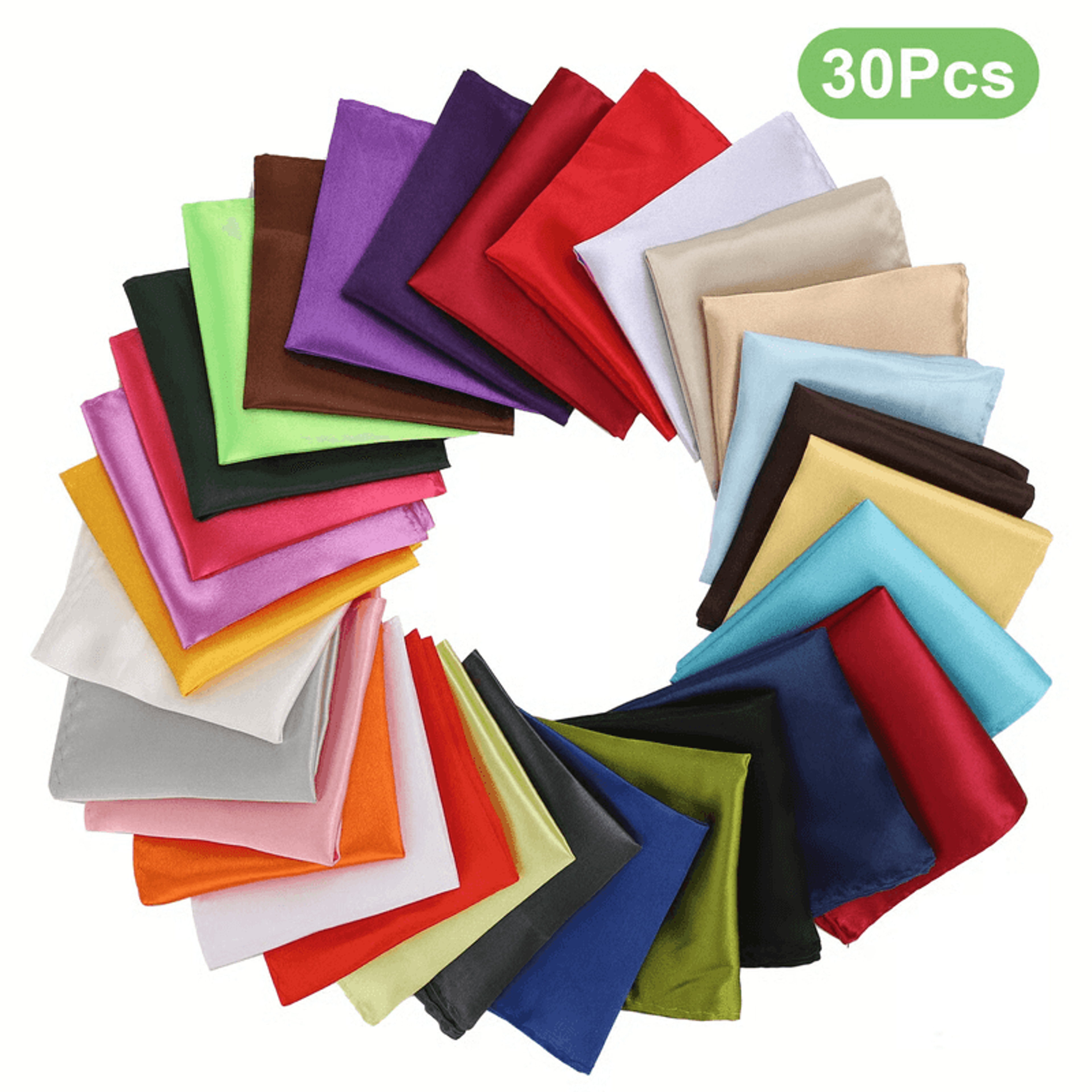 Assorted Solid Color Mens Pocket Squares Satin Silk Hanky Set For Wedding And Party Wear 0