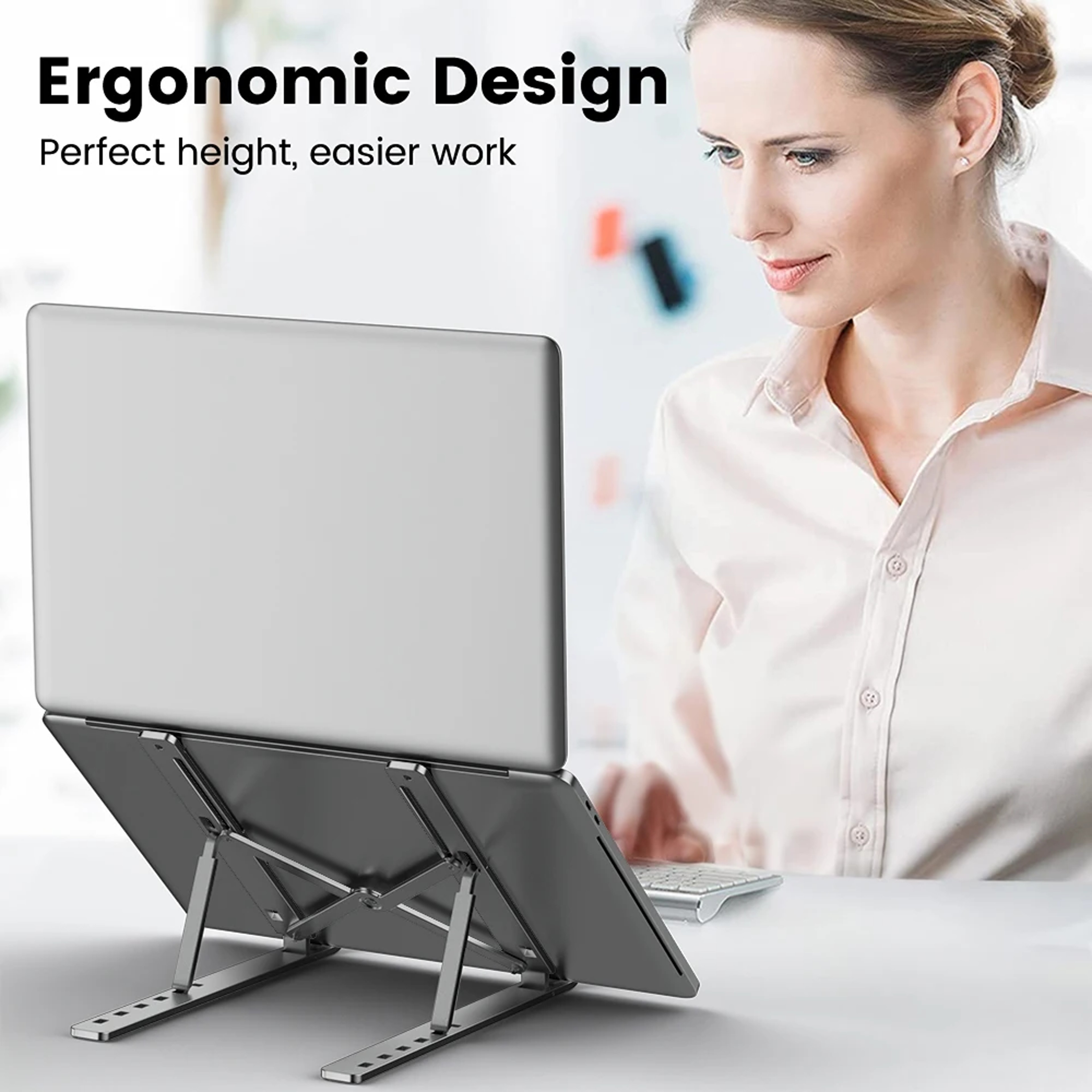 Aluminum Foldable Laptop Stand, Portable Notebook Holder, Computer Base Support, Macbook Air Pro Accessories – view 1