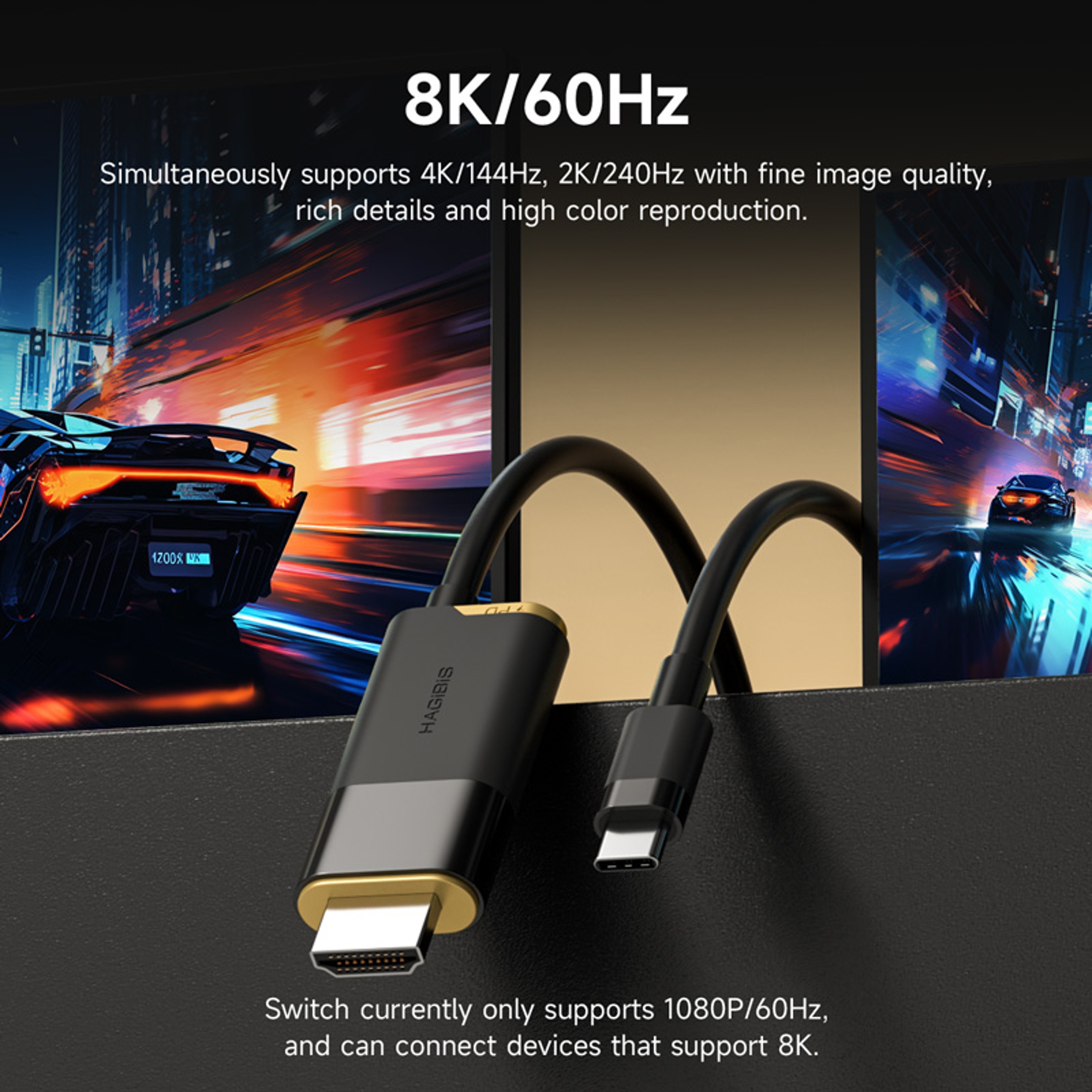Switch2 USB C to HDMI Cable Adapter, Hagibis Switch Dock for Nintendo Switch OLED, HDR PD for Laptop – view 6