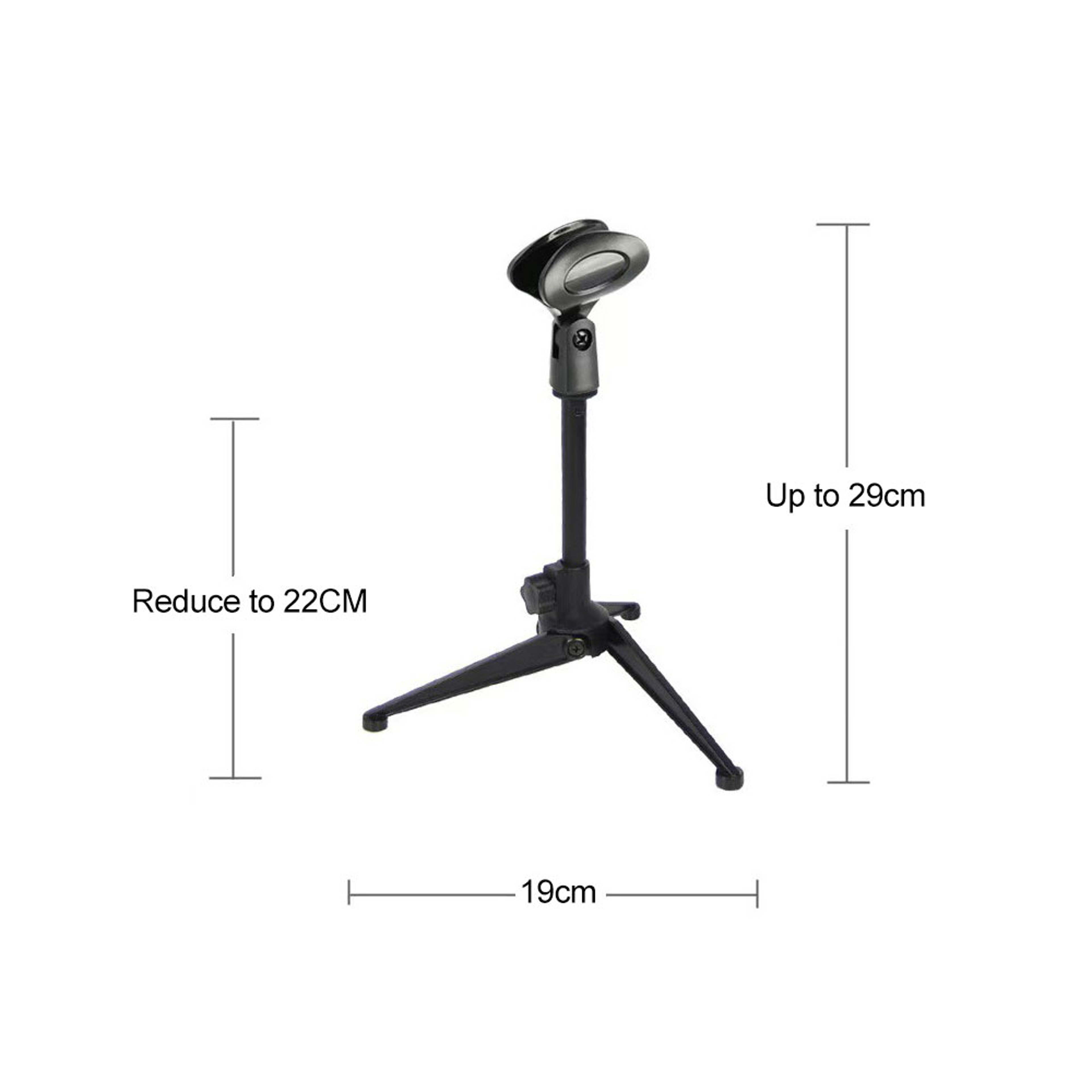 Mini Portable Microphone Stand, Desktop Tripod Adjustable Mic Clip, Universal Lightweight Bracket – view 6