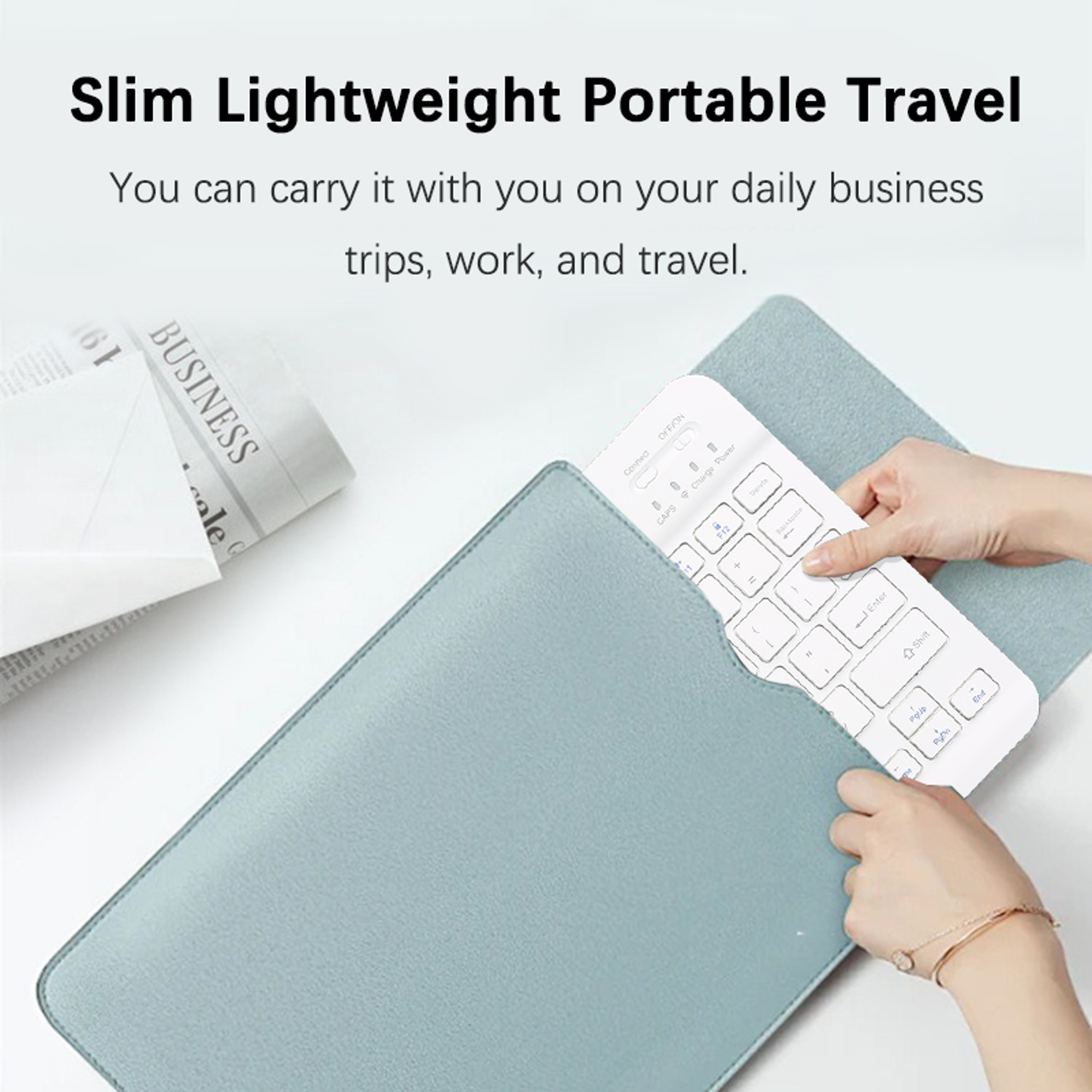 Wireless, Bluetooth, Keyboard, Slim, Portable, iPad, iPhone, Android, Universal, Rechargeable, Lightweight, Long Battery – view 4