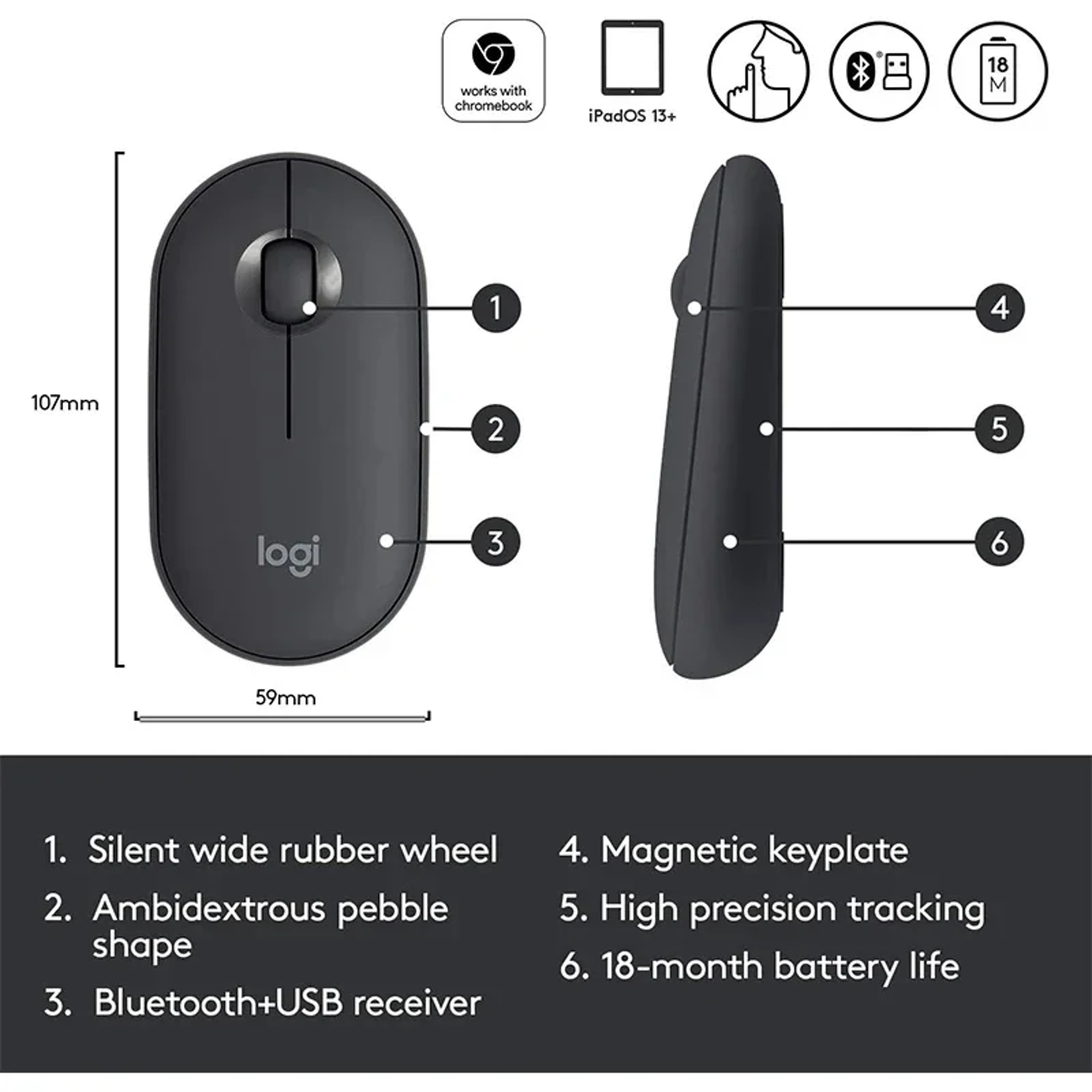 Wireless Bluetooth Mouse Logitech M350 Laptop Tablet Mouse Light And Thin Mute Office Mini Mous 10