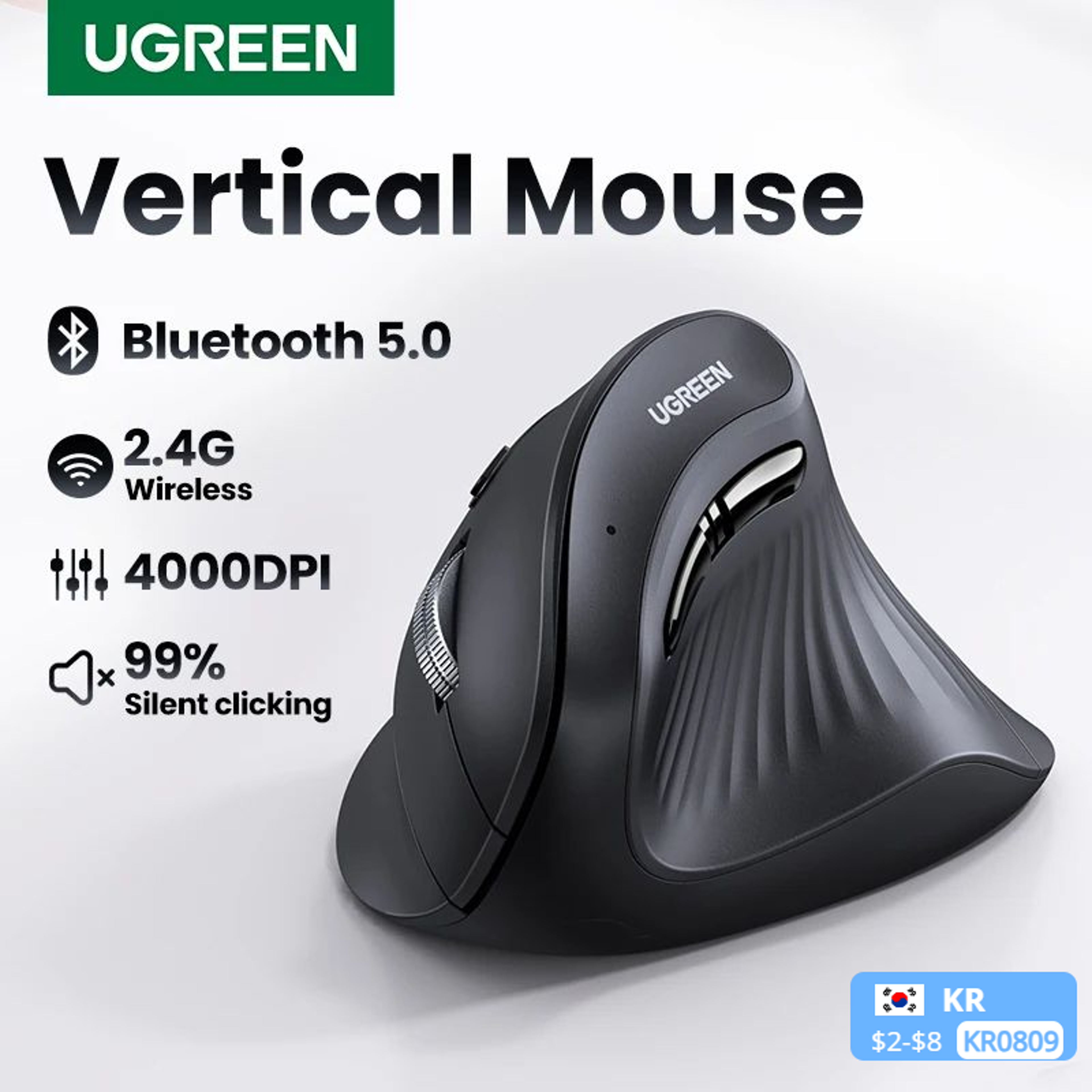 Ergonomic Vertical Mouse Wireless Bluetooth5.0 2.4G, 6 Mute Buttons, 4000DPI for MacBook Laptop PC – view 1