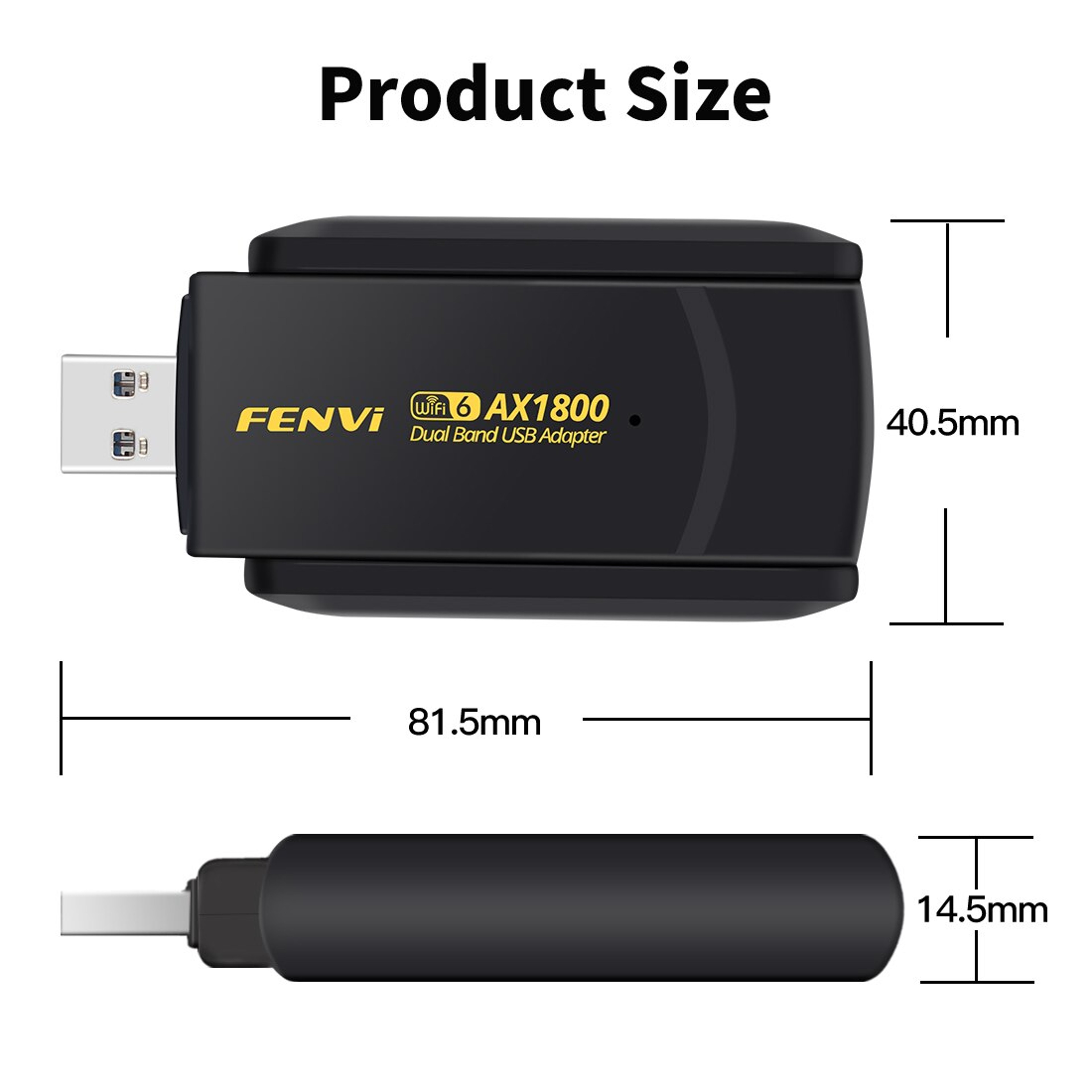 Dual Band 2.4G 5Ghz WiFi Receiver, 1800Mbps WiFi 6 USB Adapter, USB 3.0 Dongle Network Card for Laptop PC – view 5