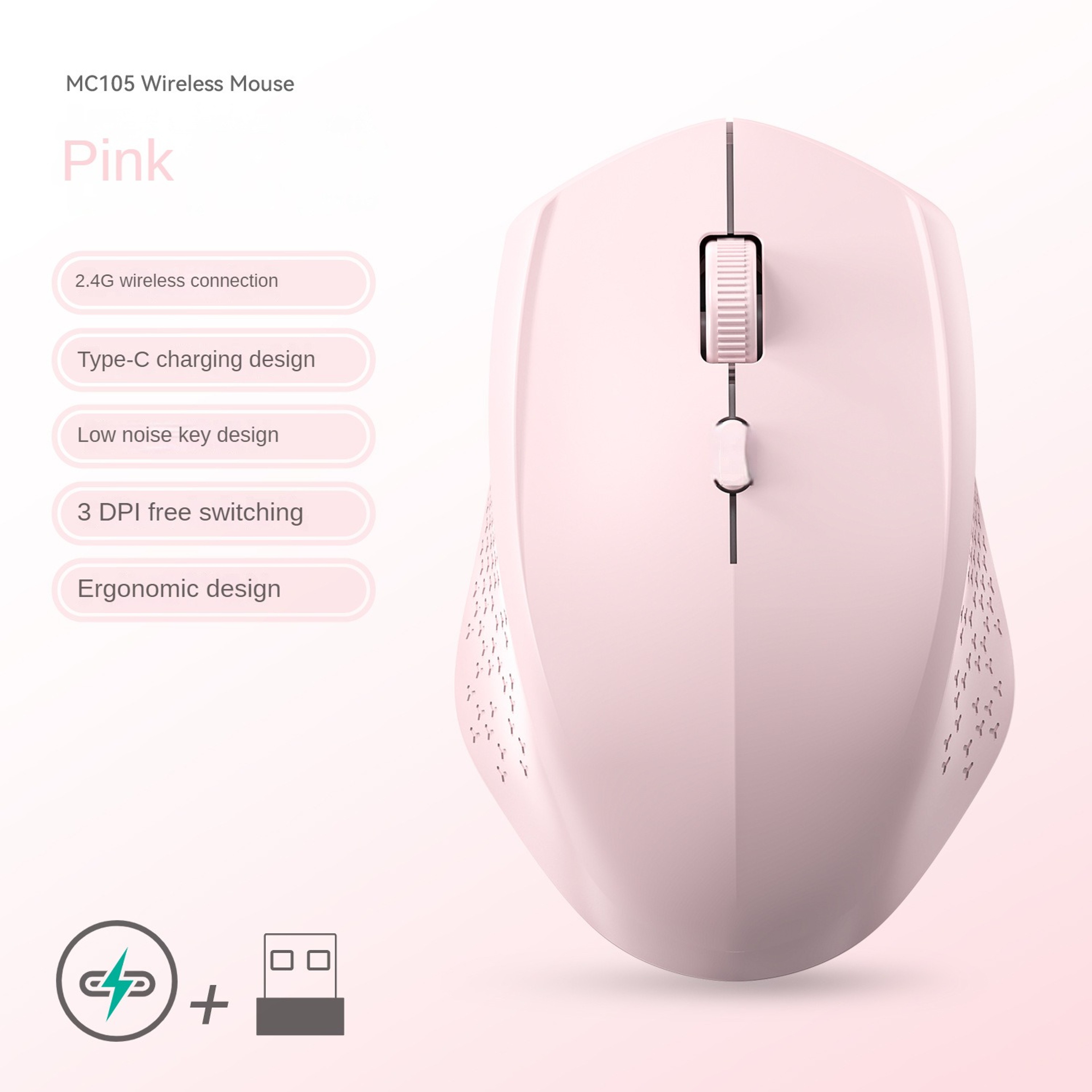 Dual-Mode Wireless Mouse, Bluetooth 5.2 Mouse, Silent Rechargeable Gaming Mouse, 1600DPI for Laptop Computer – view 7