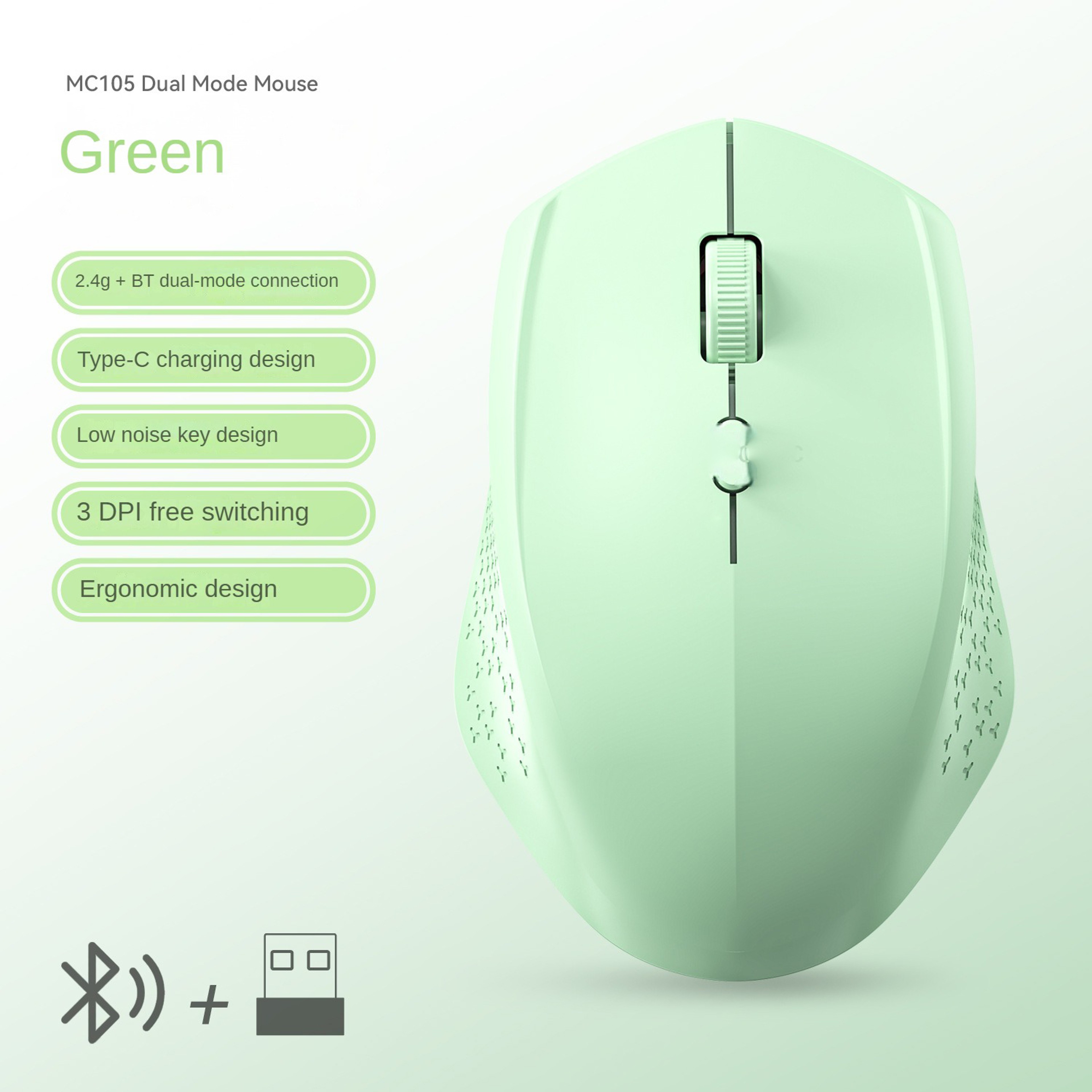 Dual-Mode Wireless Mouse, Bluetooth 5.2 Mouse, Silent Rechargeable Gaming Mouse, 1600DPI for Laptop Computer – view 8