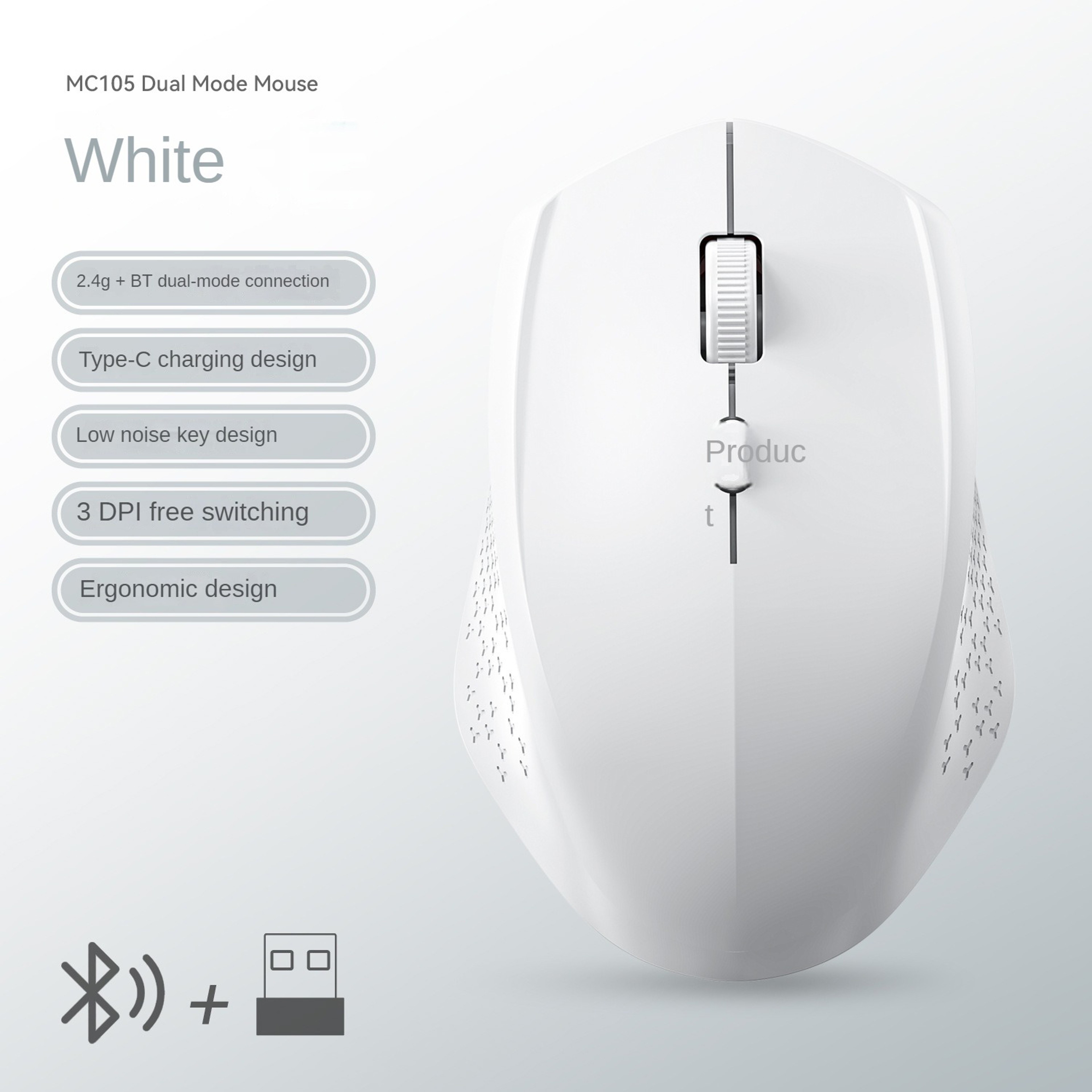 Dual-Mode Wireless Mouse, Bluetooth 5.2 Mouse, Silent Rechargeable Gaming Mouse, 1600DPI for Laptop Computer – view 10