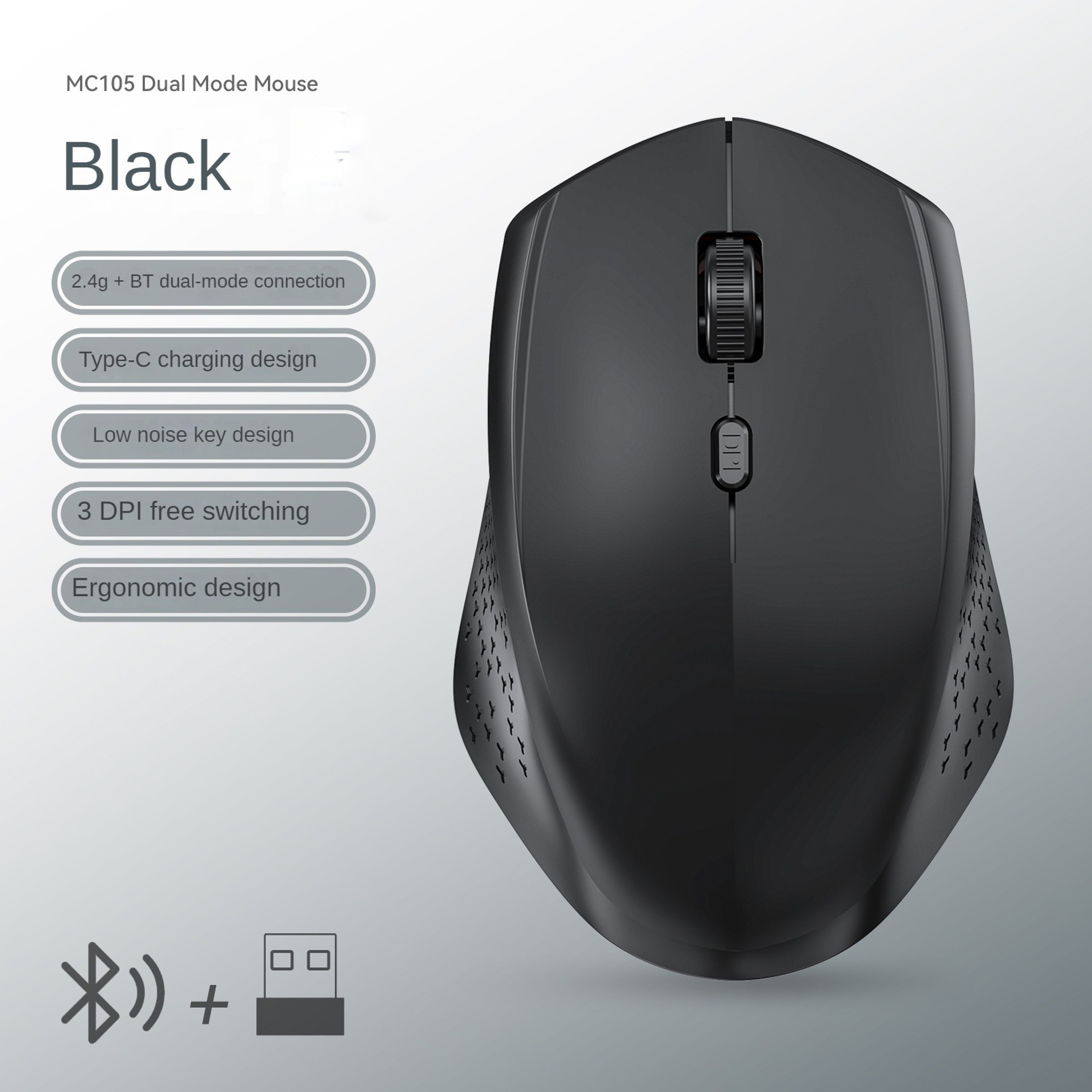 Dual-Mode Wireless Mouse, Bluetooth 5.2 Mouse, Silent Rechargeable Gaming Mouse, 1600DPI for Laptop Computer – view 11