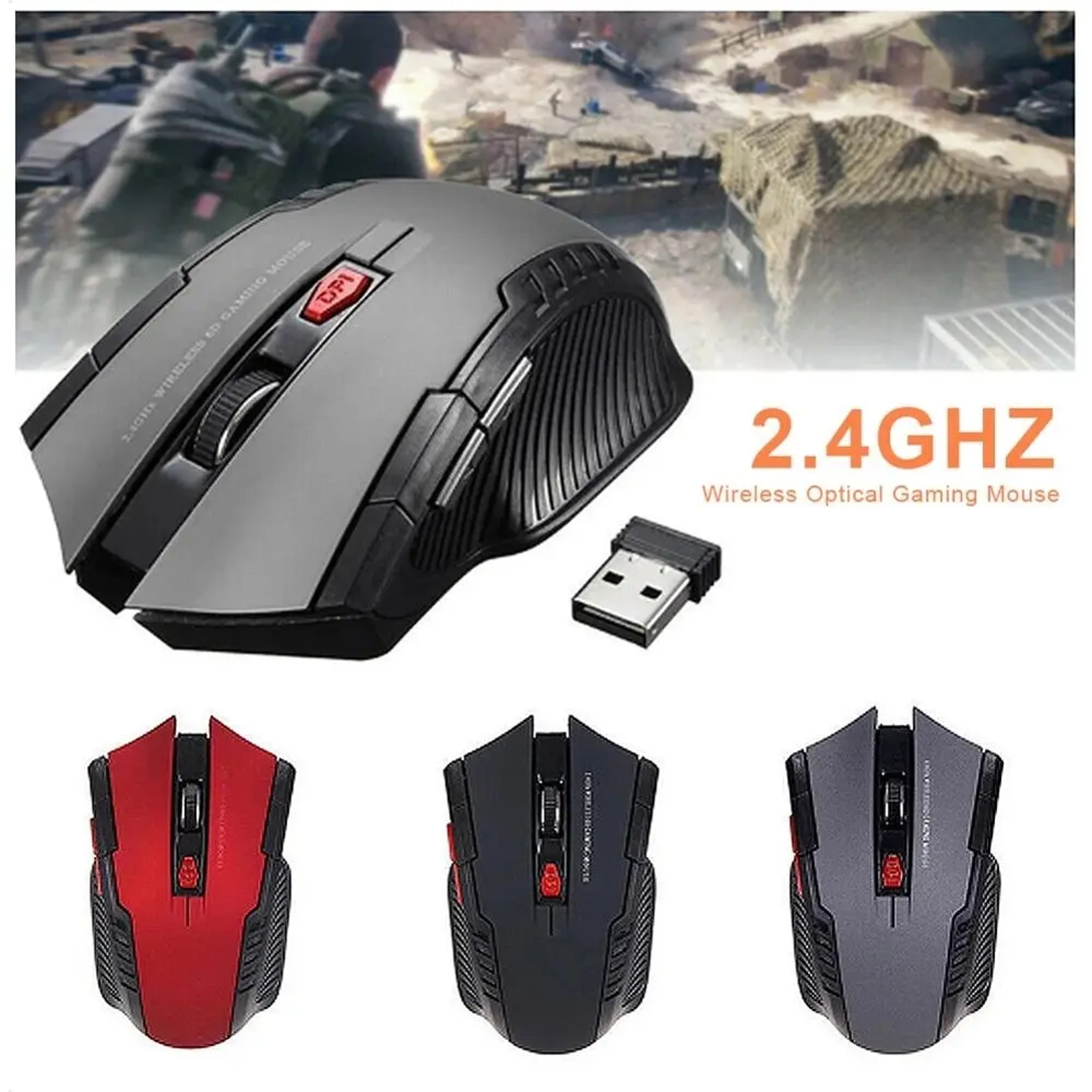 2.4GHz Wireless Optical Mouse, USB Receiver, 6 Button, Portable, Wireless Mouse for Laptops – view 1