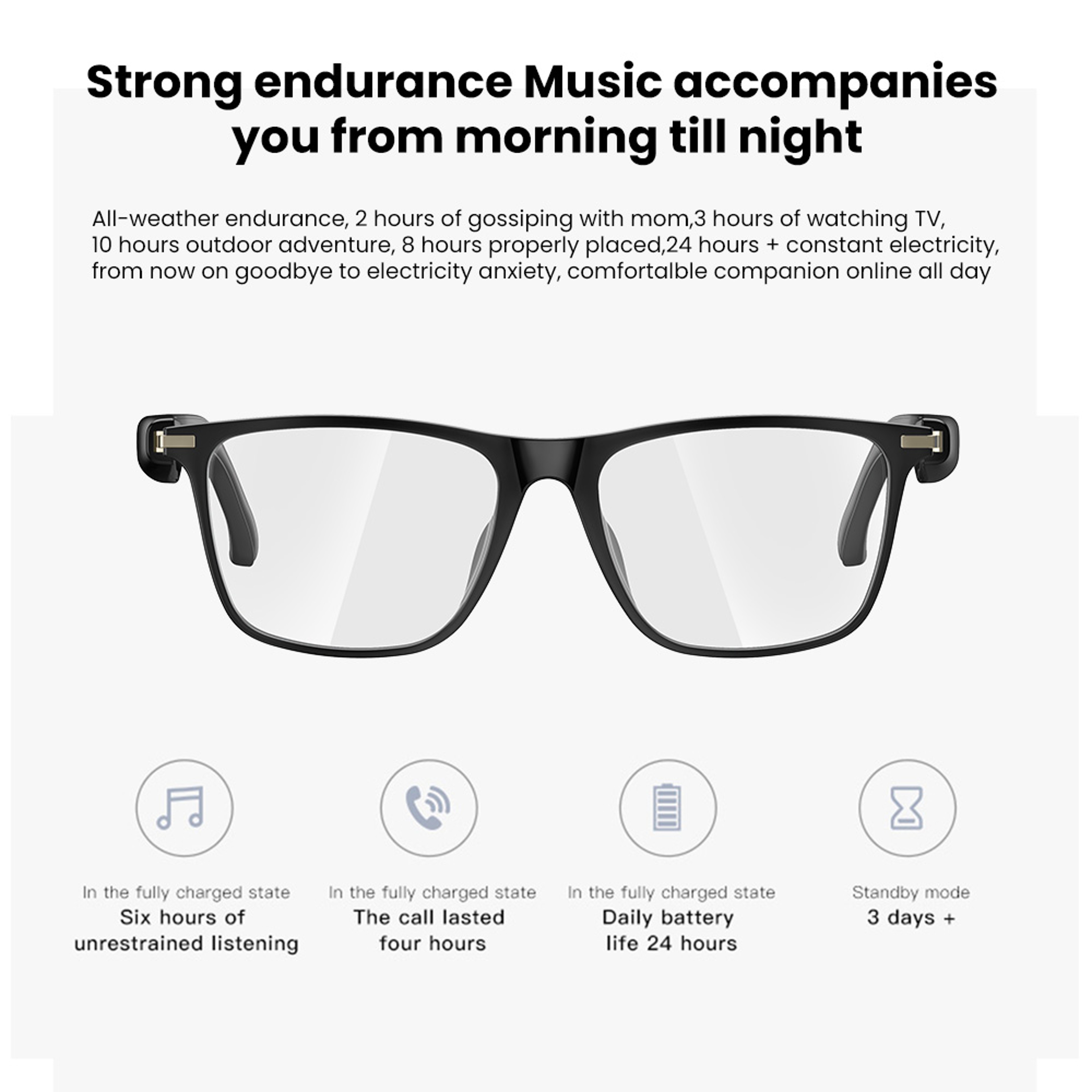 Inteligent Sunglasses, Smart Glasses Bluetooth Headphones, Outdoor Waterproof, Blue Light Filtering, Polarized Lense – view 2