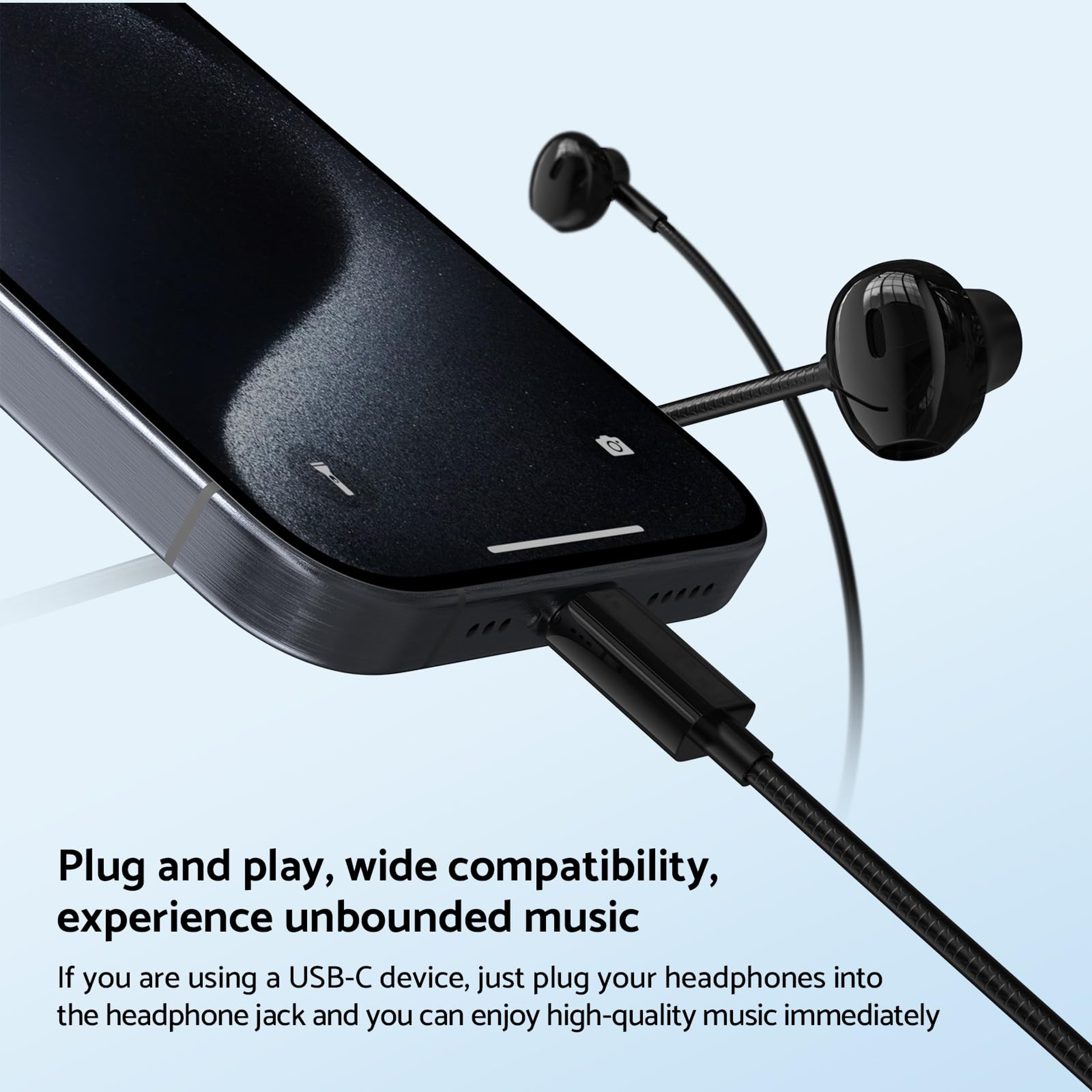 Wired Earplugs for Galaxy, HiFi Surround Sound In-ear, USB Type C 3.5mm Wire Control – view 3