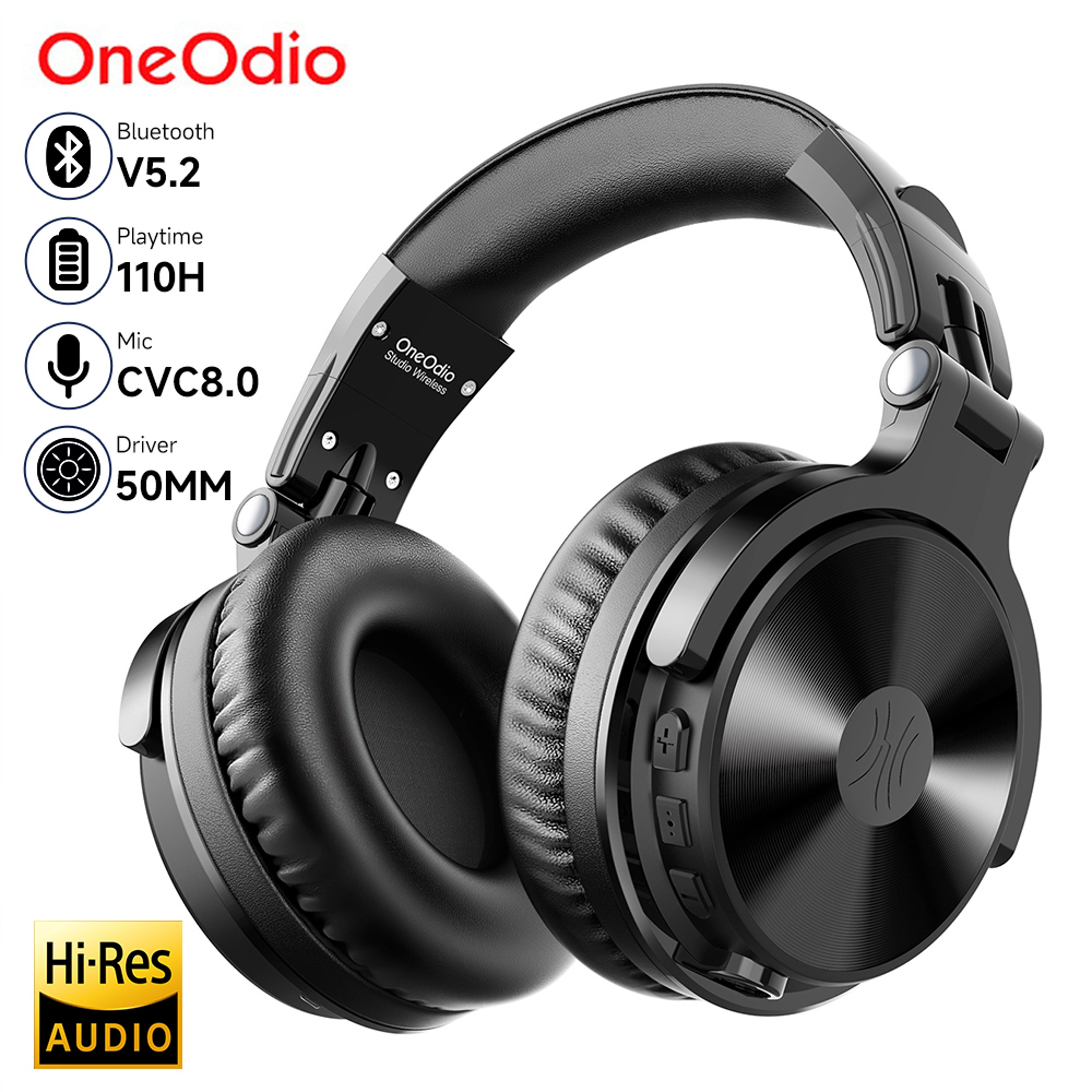Hi-Res Over Ear Bluetooth 5.2 Headphones, Oneodio Pro-C Wireless With Mic, Headset For Phone PC Sports – view 1
