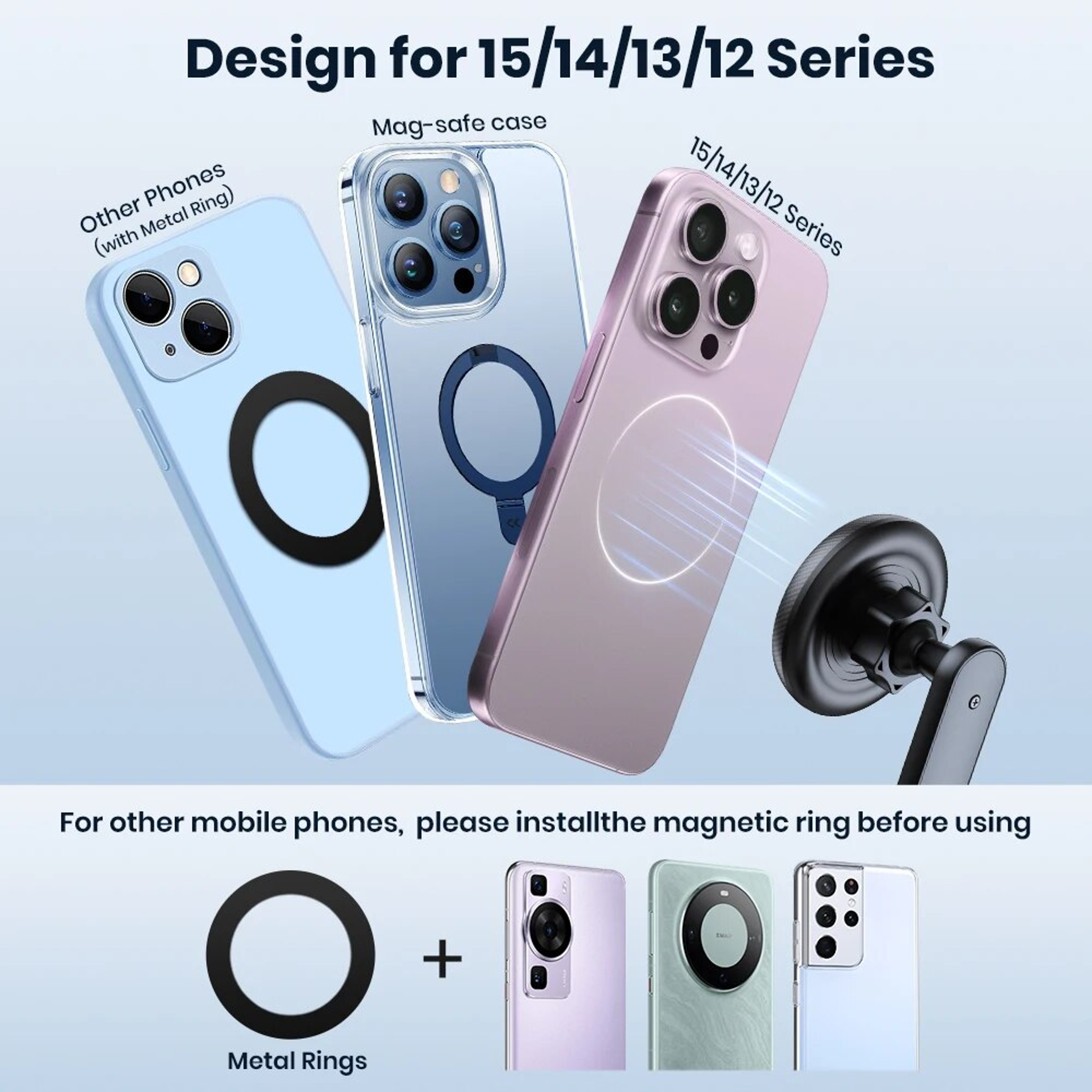 Magnetic Phone Car Mount, Air Vent Phone Holder, Magsafe Phone Holder for Cars, Car Cradle for iPhone – view 6