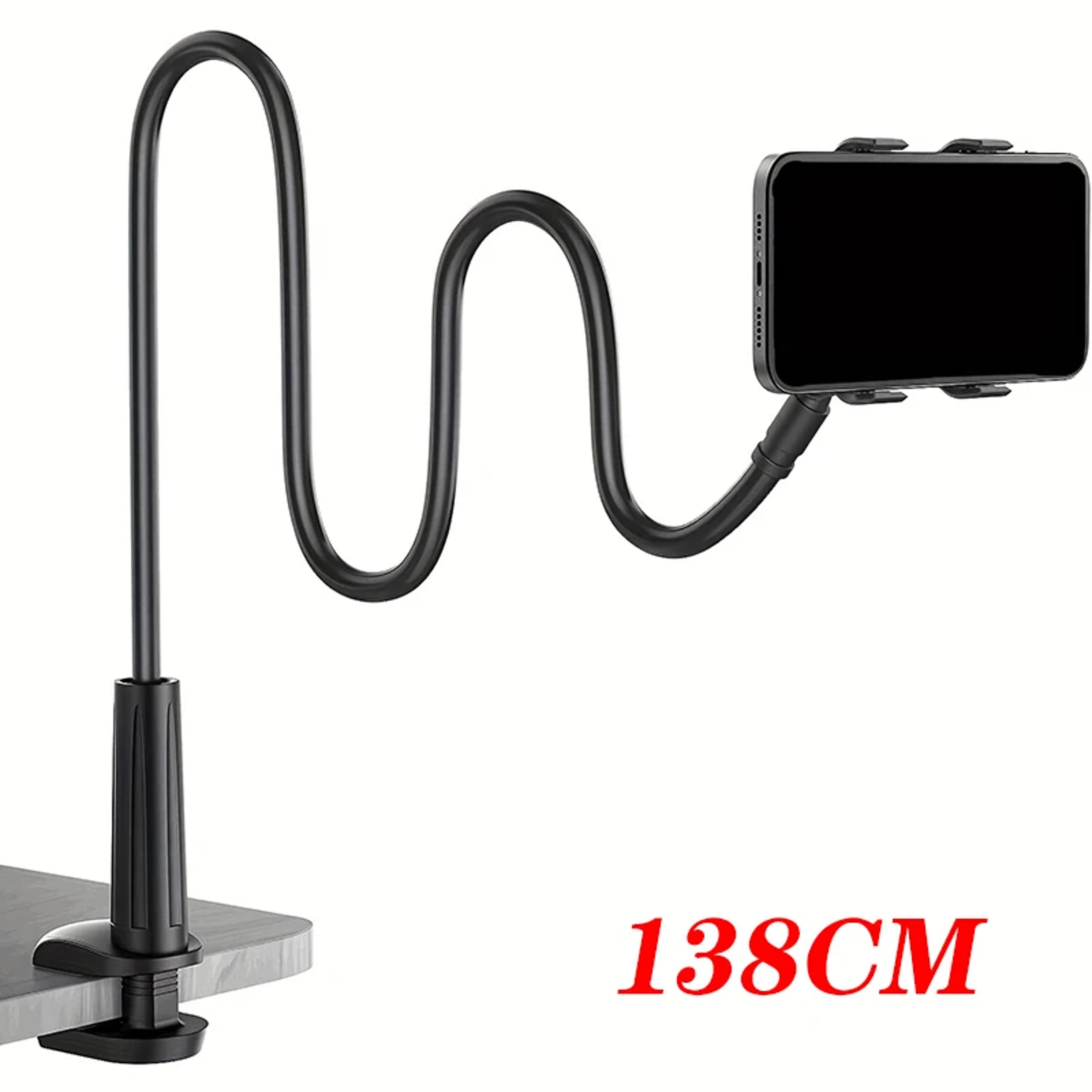 Flexible Long Arm Gooseneck Lazy, Cell Phone Clip on Stand Holder with Grip, Bracket Mount Clamp for iPhone – view 7