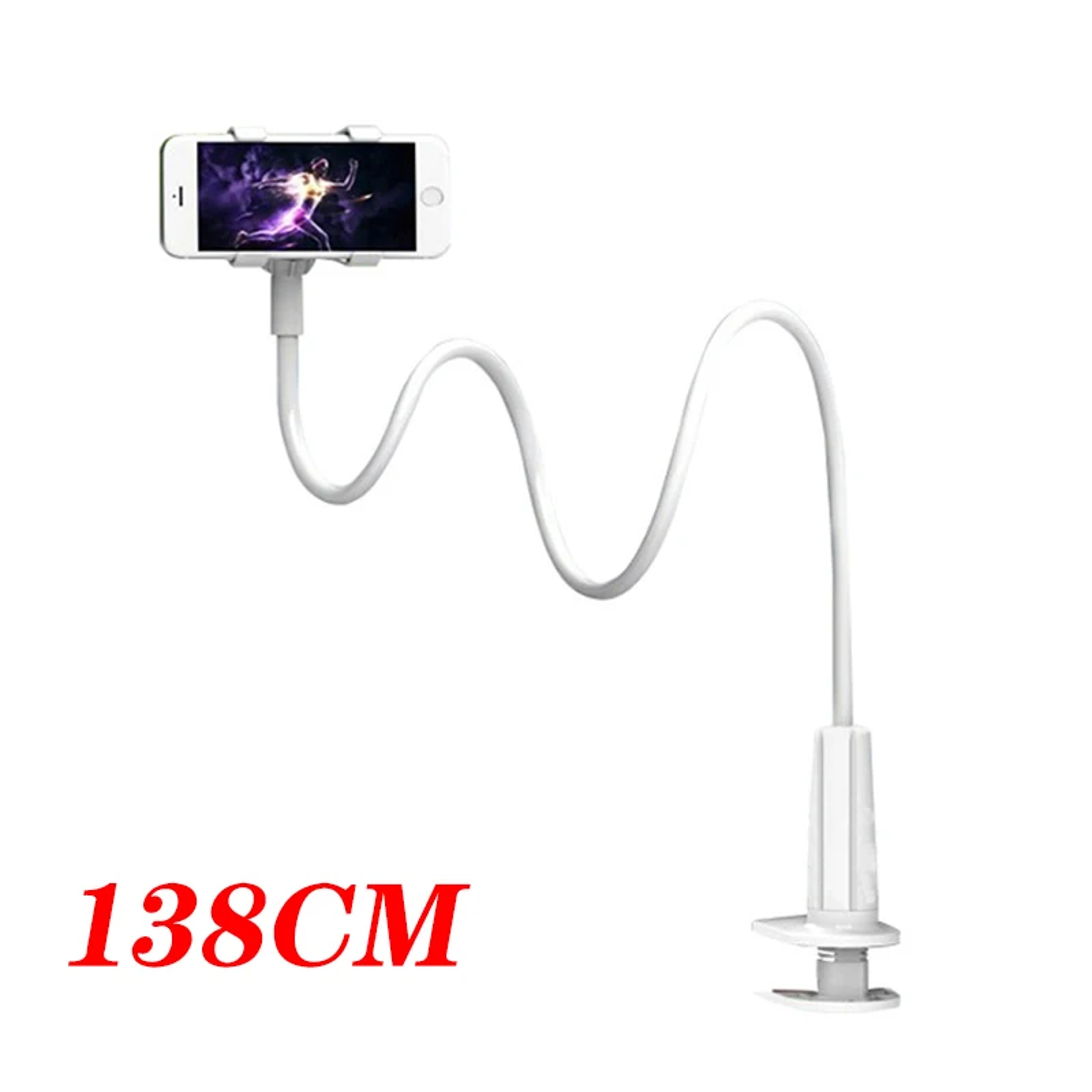 Flexible Long Arm Gooseneck Lazy, Cell Phone Clip on Stand Holder with Grip, Bracket Mount Clamp for iPhone – view 8