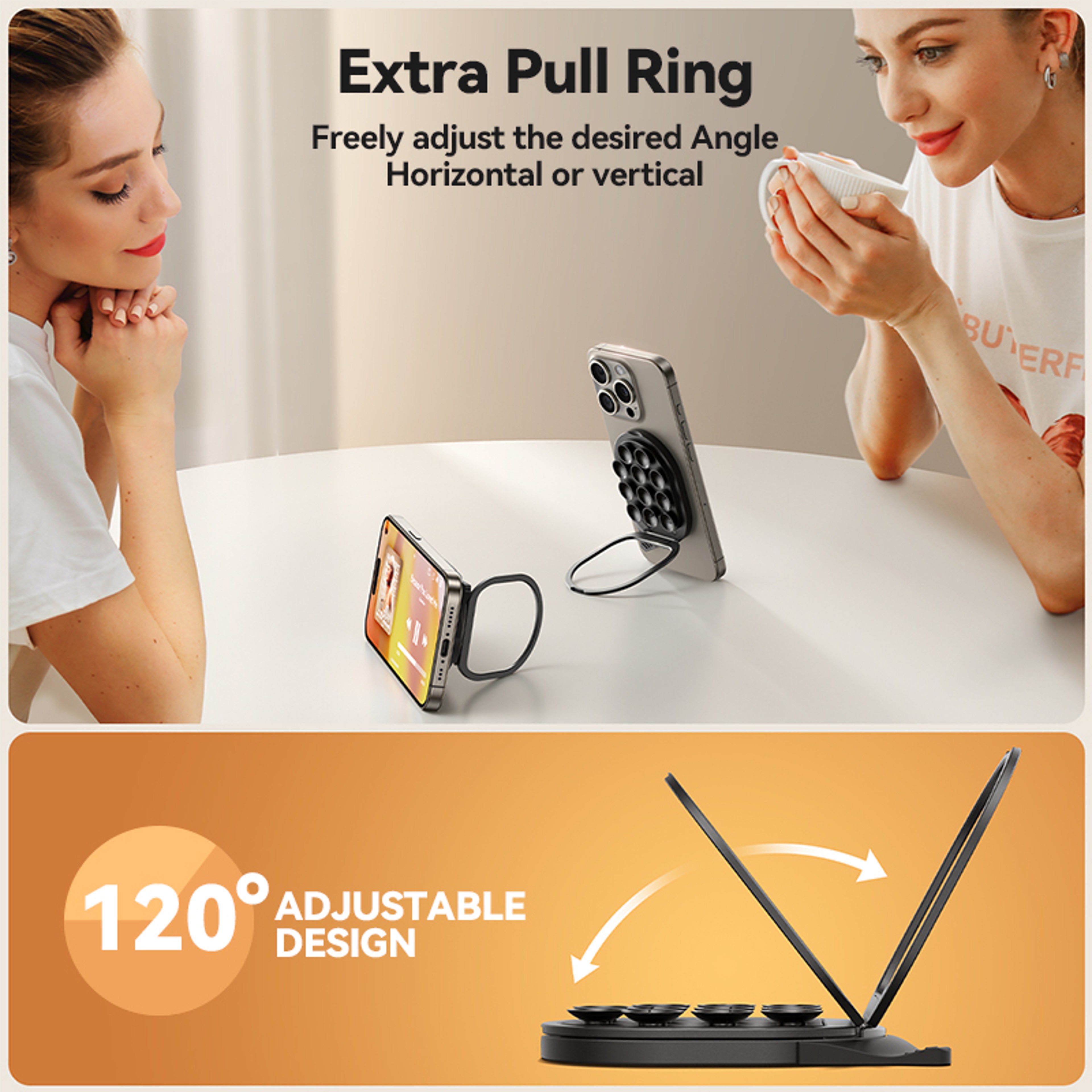 Magnetic Phone Holder Mount, Suction Cup Phone Grip, Strong Pull Ring for iPhone, Samsung, Android – view 4