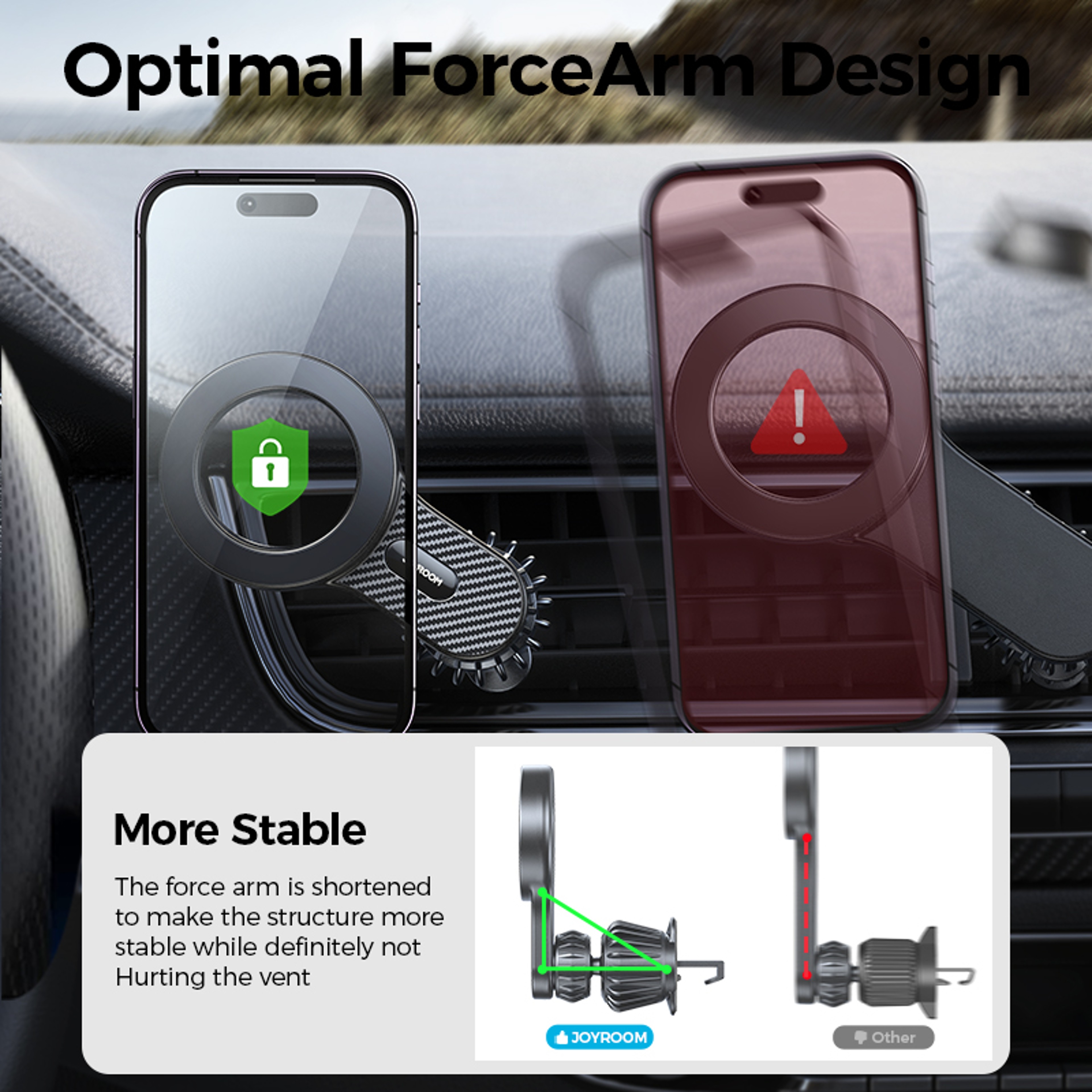 Strong Car Air Vent Phone Mount, Universal Magnetic Car Phone Holder, Compatible with iPhone, Samsung, LG, Google Pixel – view 2