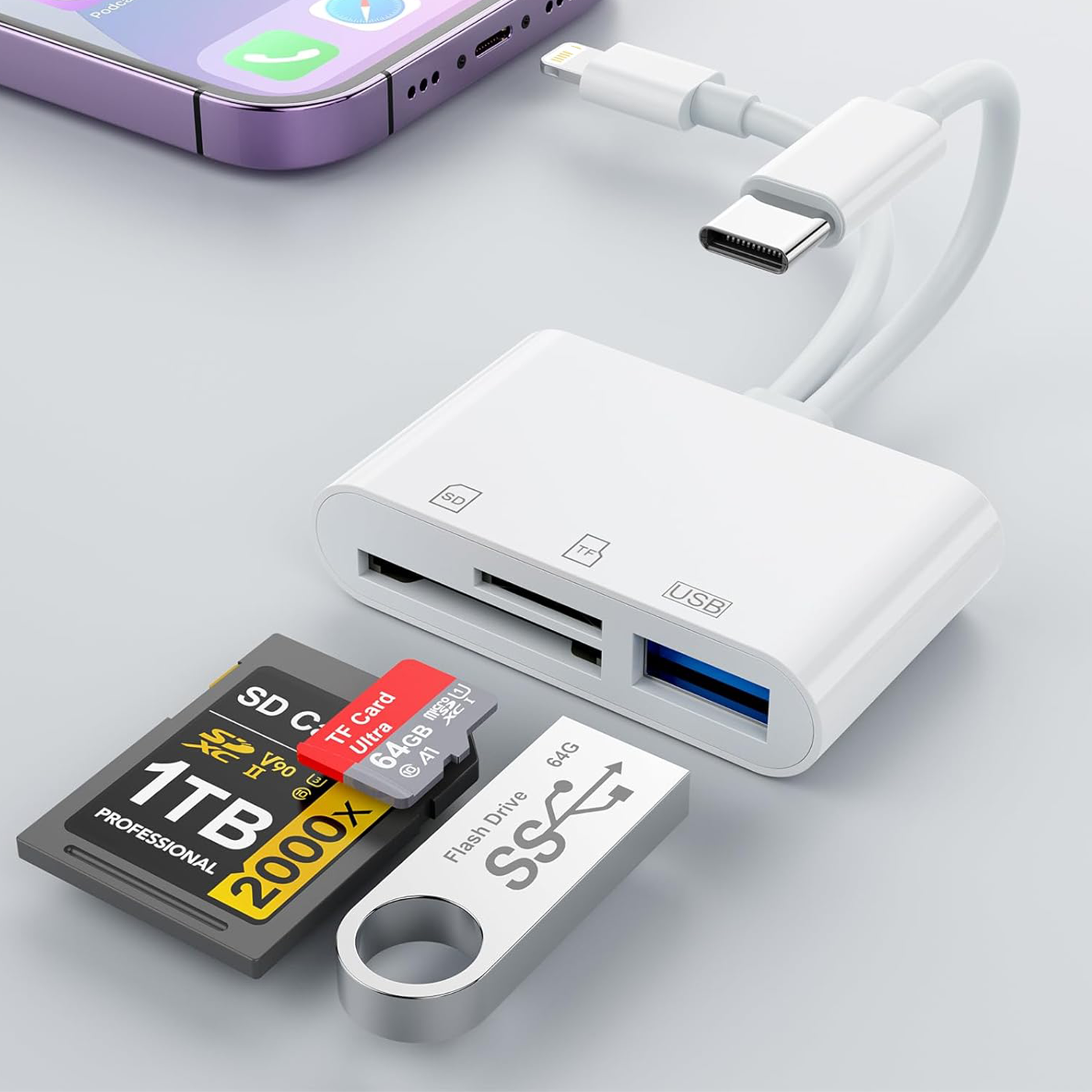 OTG Adapter USB 3.0 Type C SD TF Card Reader for iPhone 14 15 16 iPad MacBook Android Cameras Plug and Play – view 5
