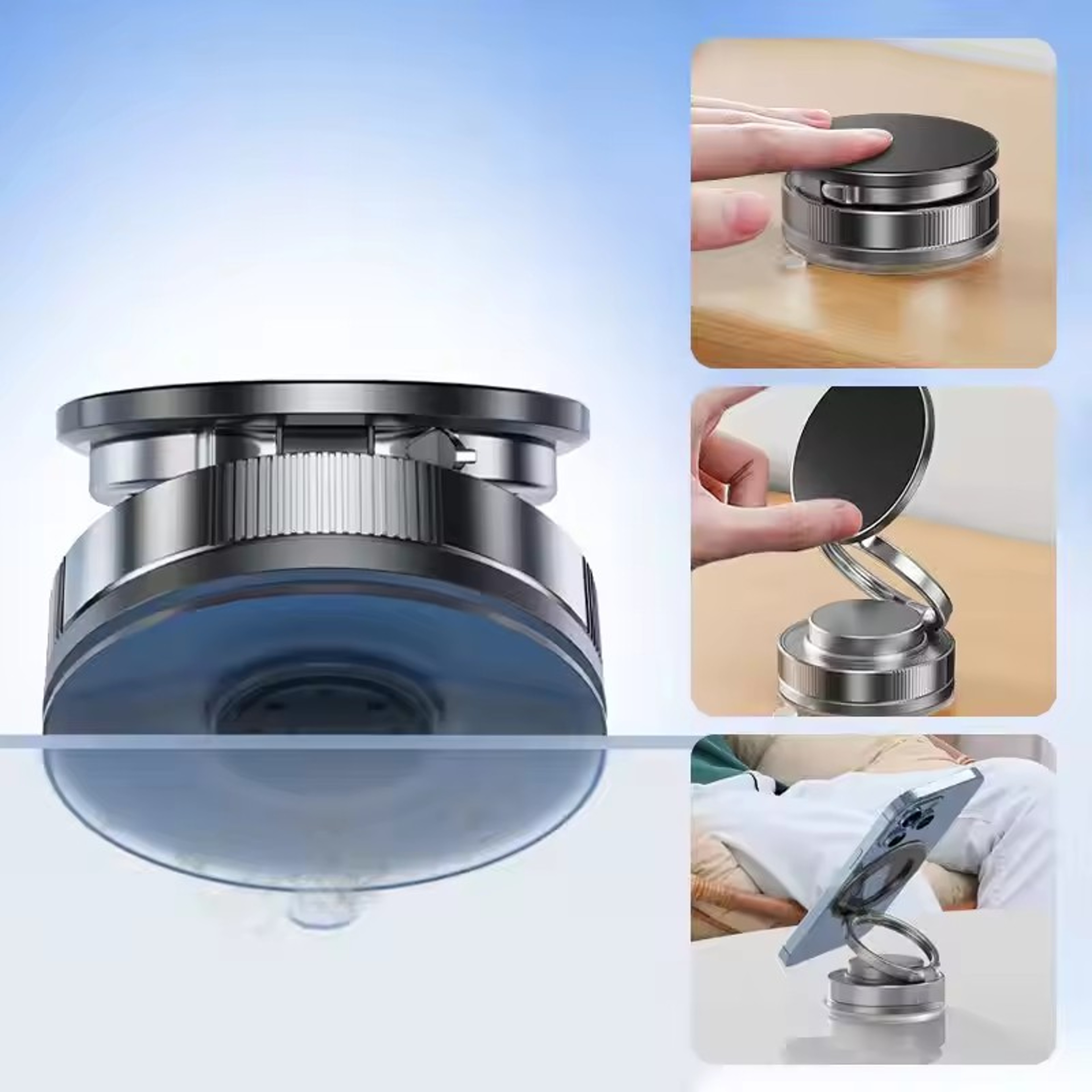 360 Degree Rotating Magnetic Phone Holder Strong Magnetic Adsorption Car Phone Stand Vacuum Suction 2