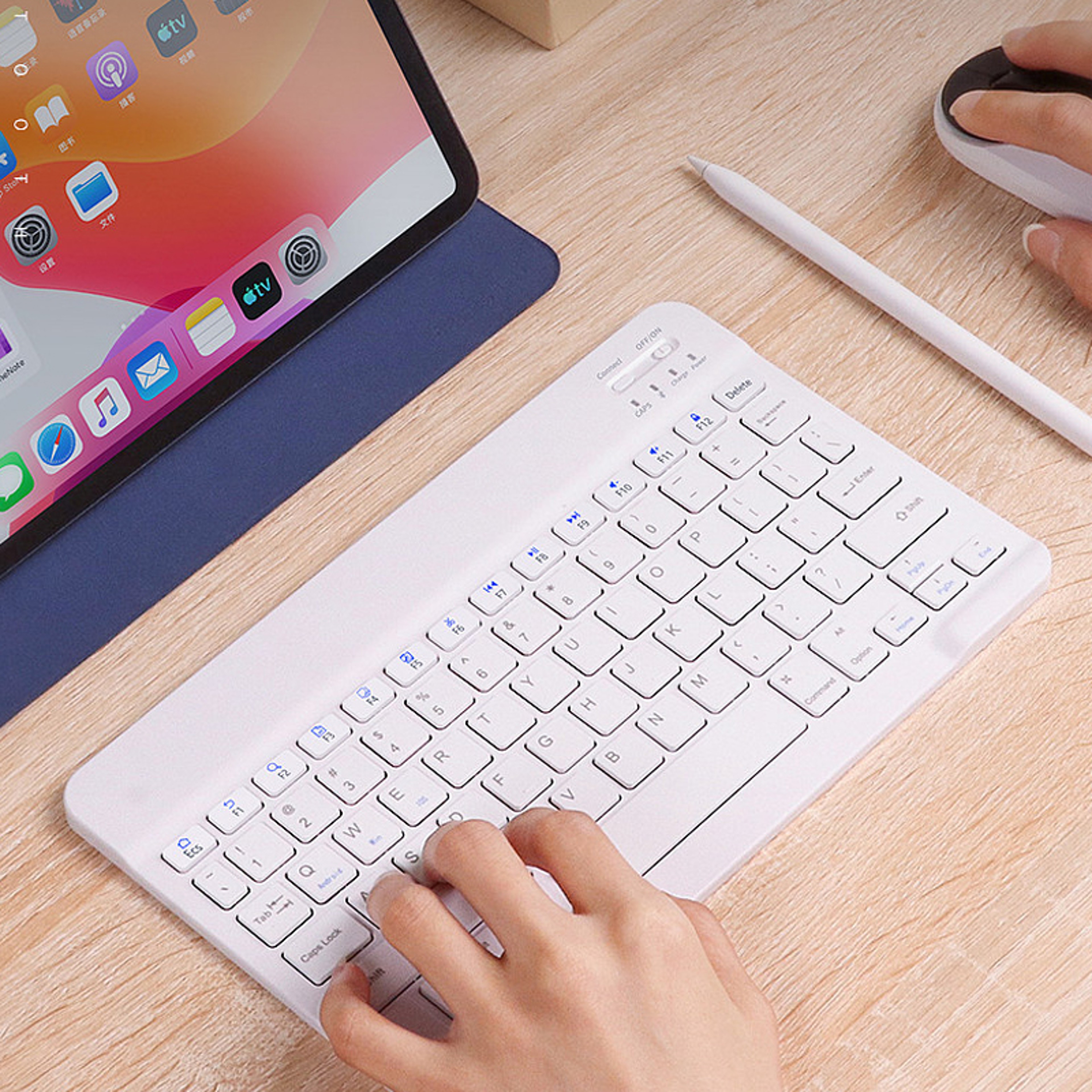 Rechargeable Wireless Gaming Keyboard for iOS, Android, Windows, Smart Phone, iPad, PC, Laptop, Bluetooth-Compatible – view 1